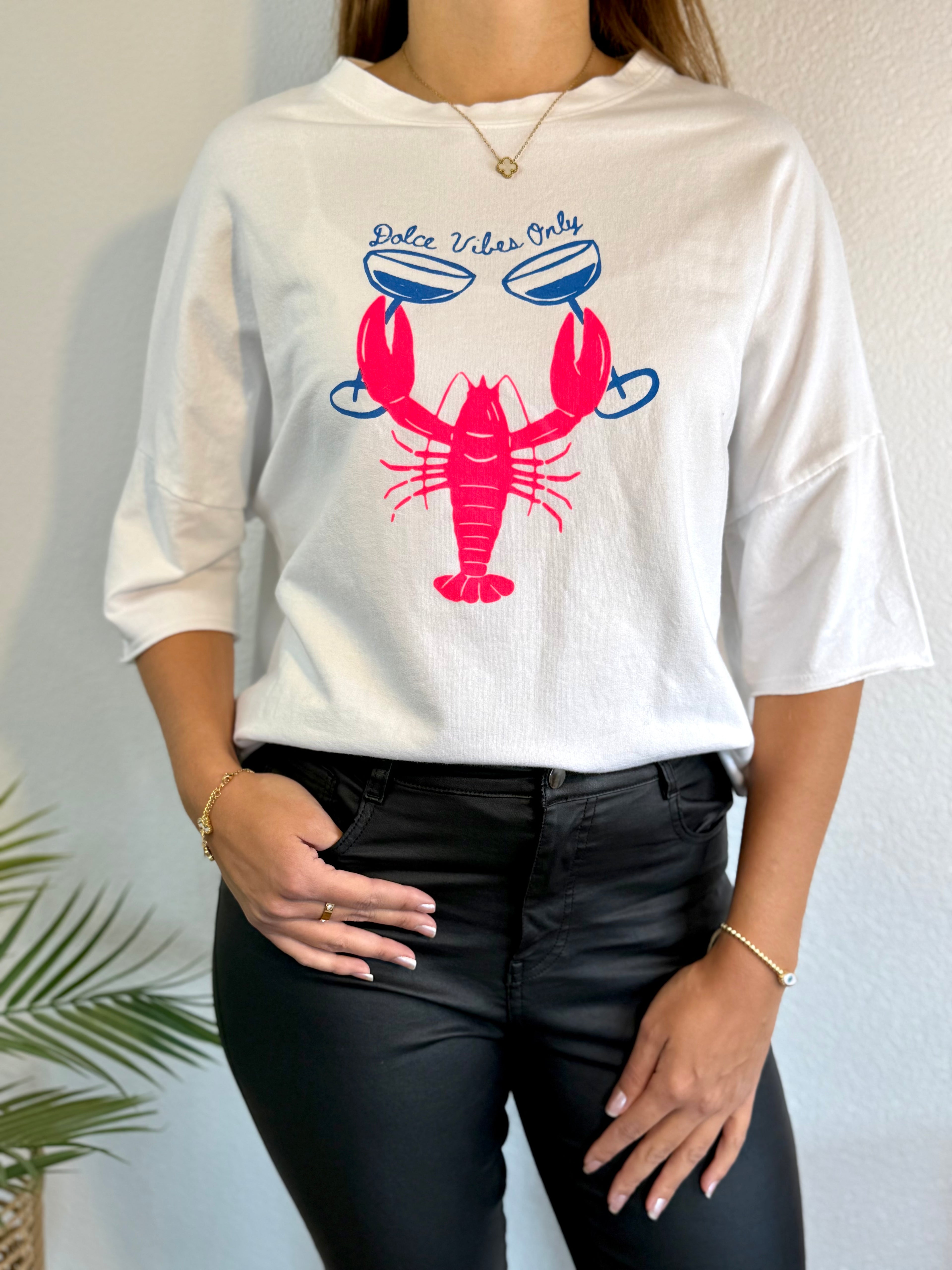 Tshirt Dolce Vibes Only mit Hummerdesign in verschiedenen Farben