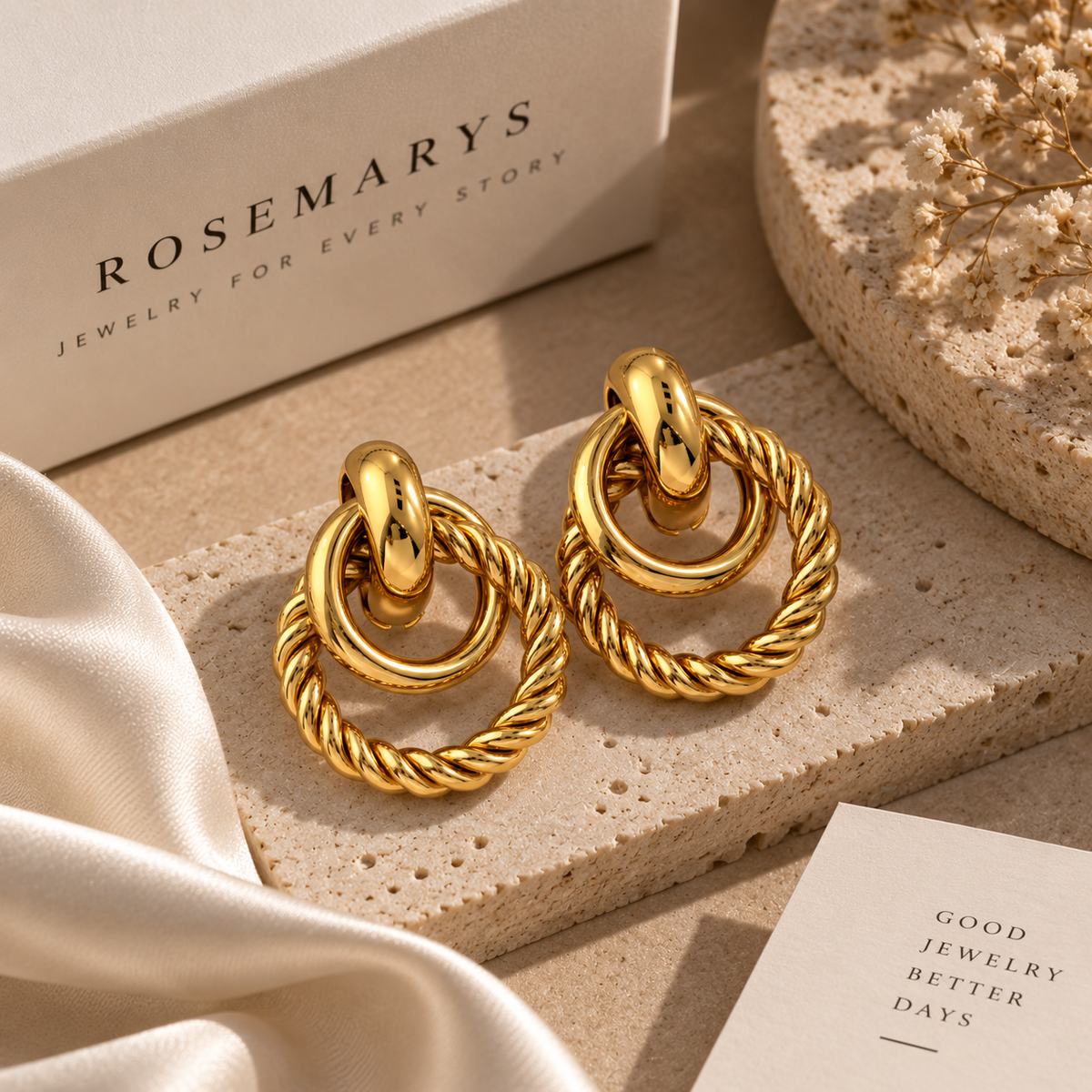 TWISTED LOOP - Statement Ohrstecker - aus Edelstahl + 18K vergoldet