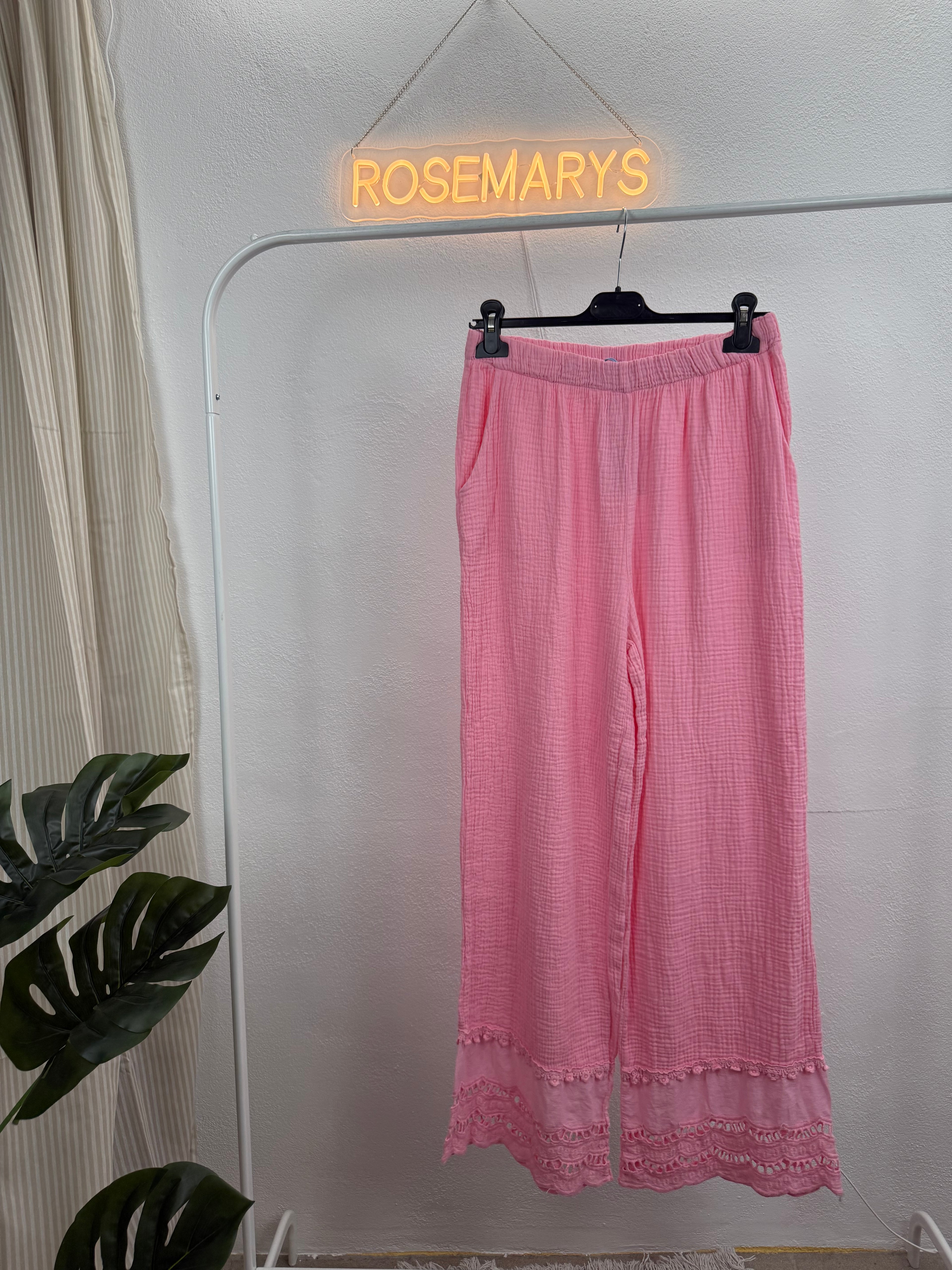 Musselinhose MARY - 100% Baumwolle mit Spitzendetail