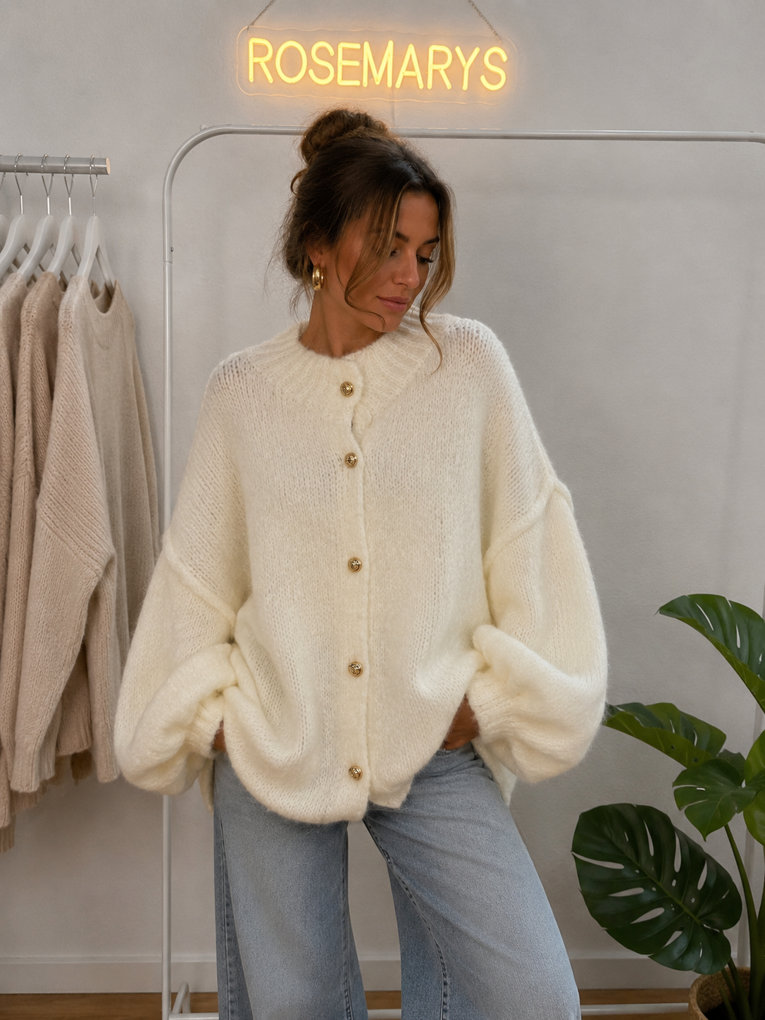 Ultra Oversize Strickcardigan mit Knopfleiste