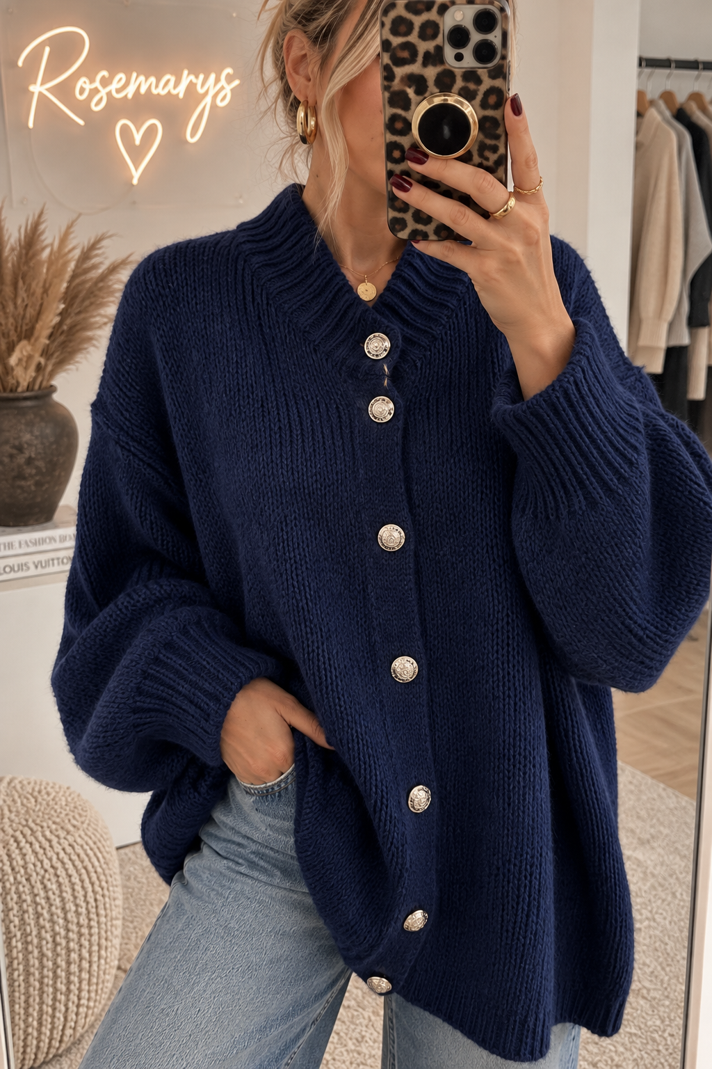 Ultra Oversize Strickcardigan mit Knopfleiste