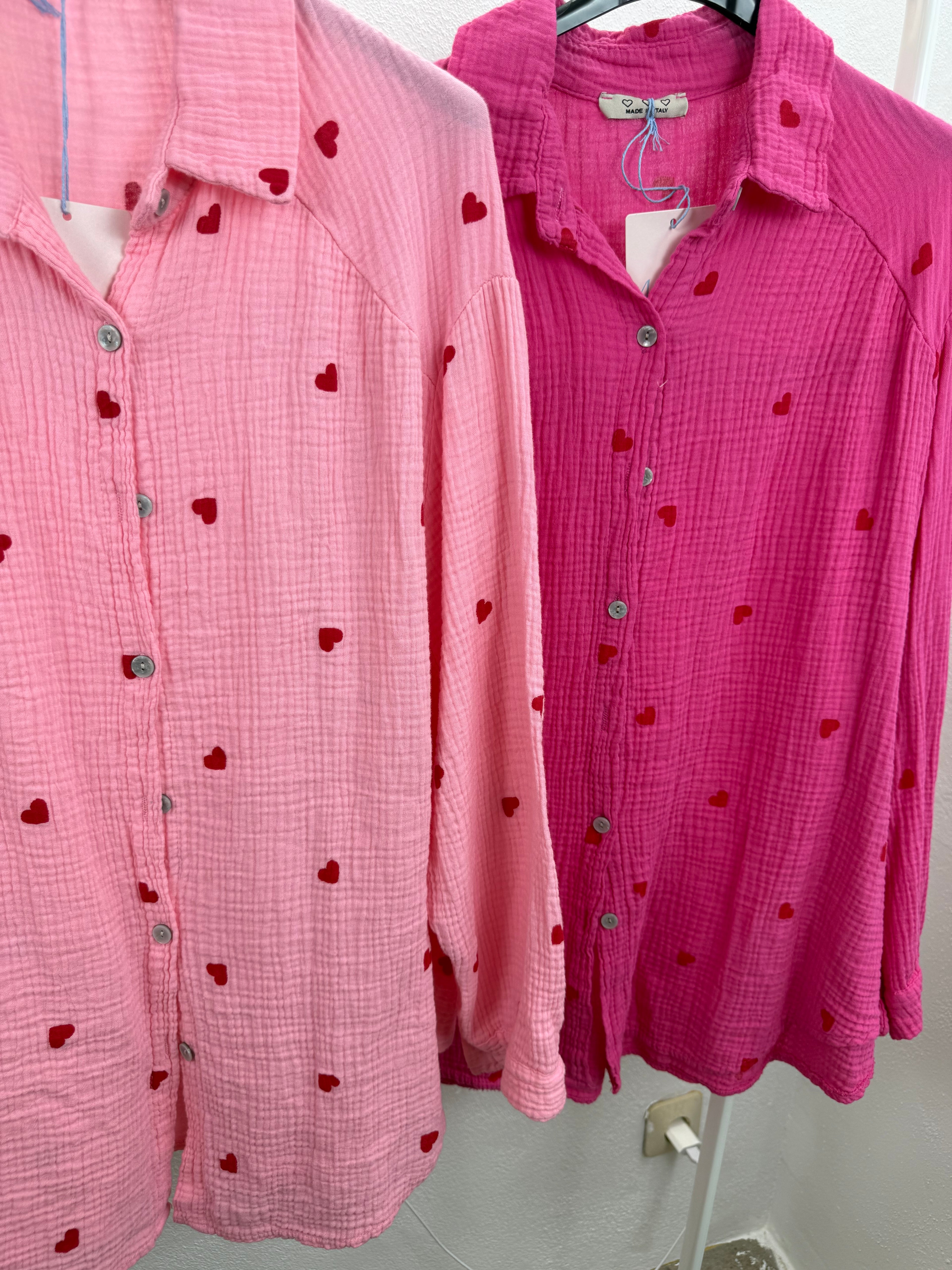 Musselinbluse LOVERS - verschiedene Farben - 100% Baumwolle