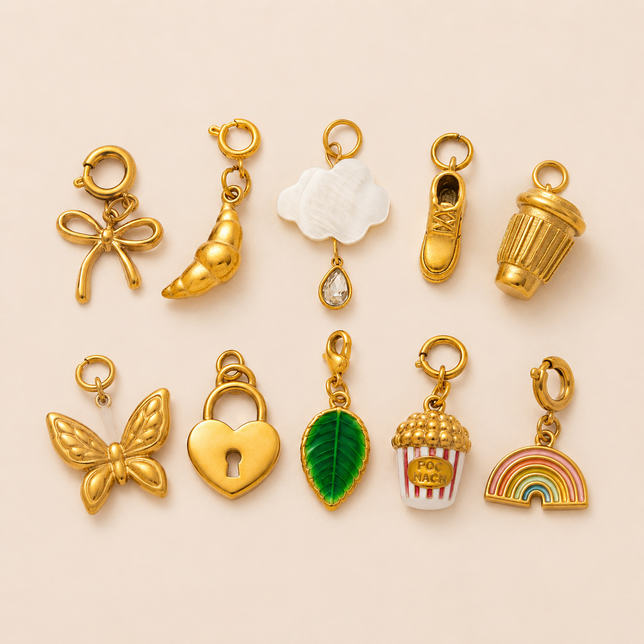 Charms Anhänger - DIY KETTE - wasserfest, Edelstahl, 18k vergoldet