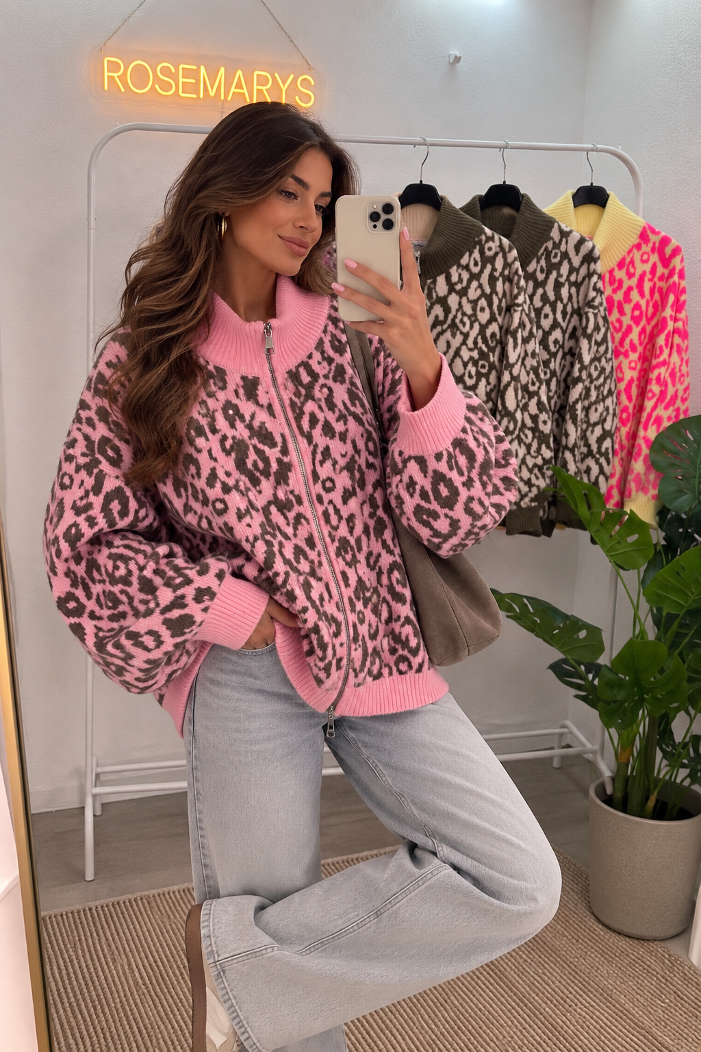 🐆 Oversize Leopard Knit Cardigan - mit Doppelzipper - bis 44/46 tragbar