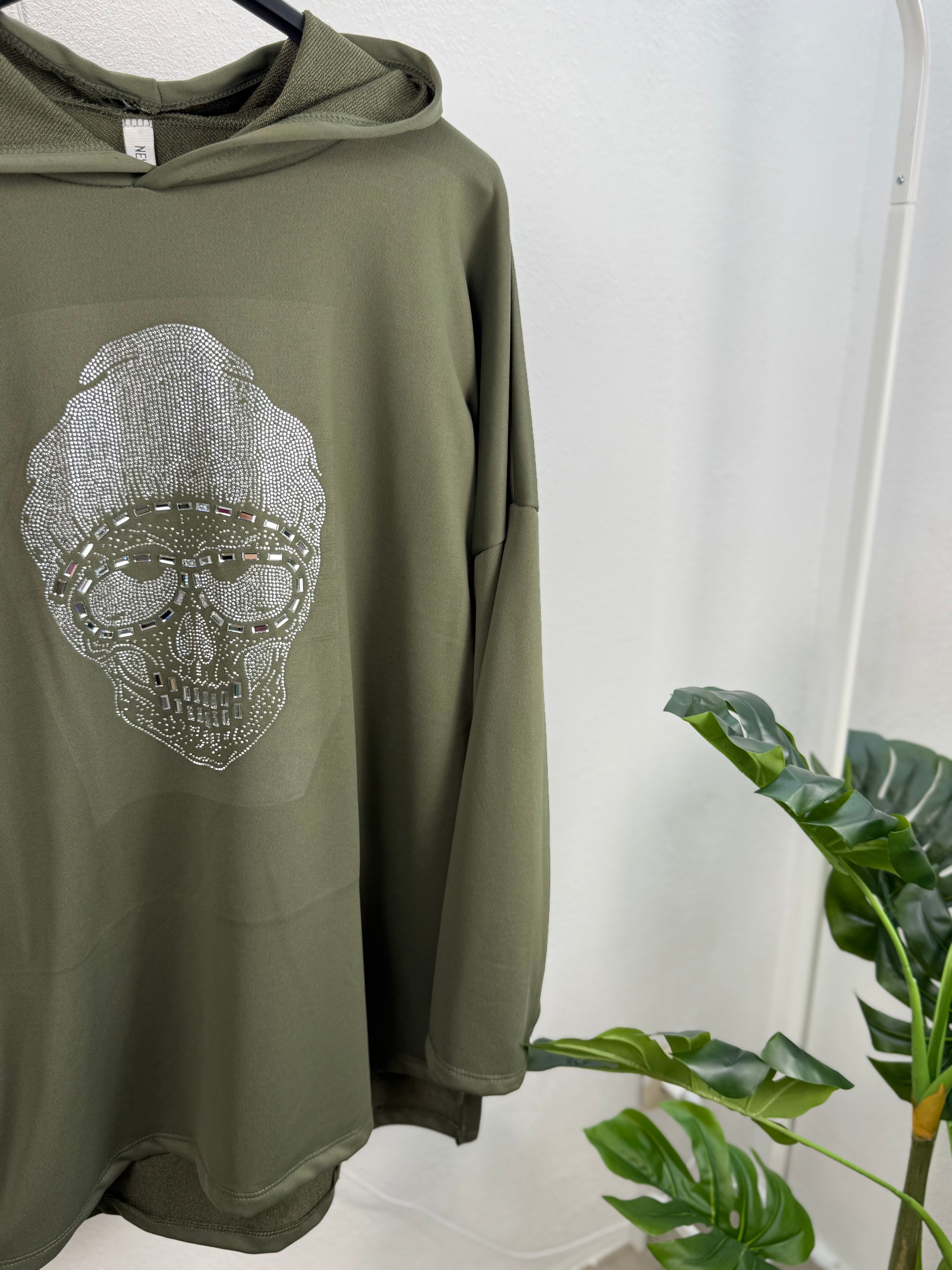 Ultra Oversize Hoodie mit Strass SKULL (Totenkopf)