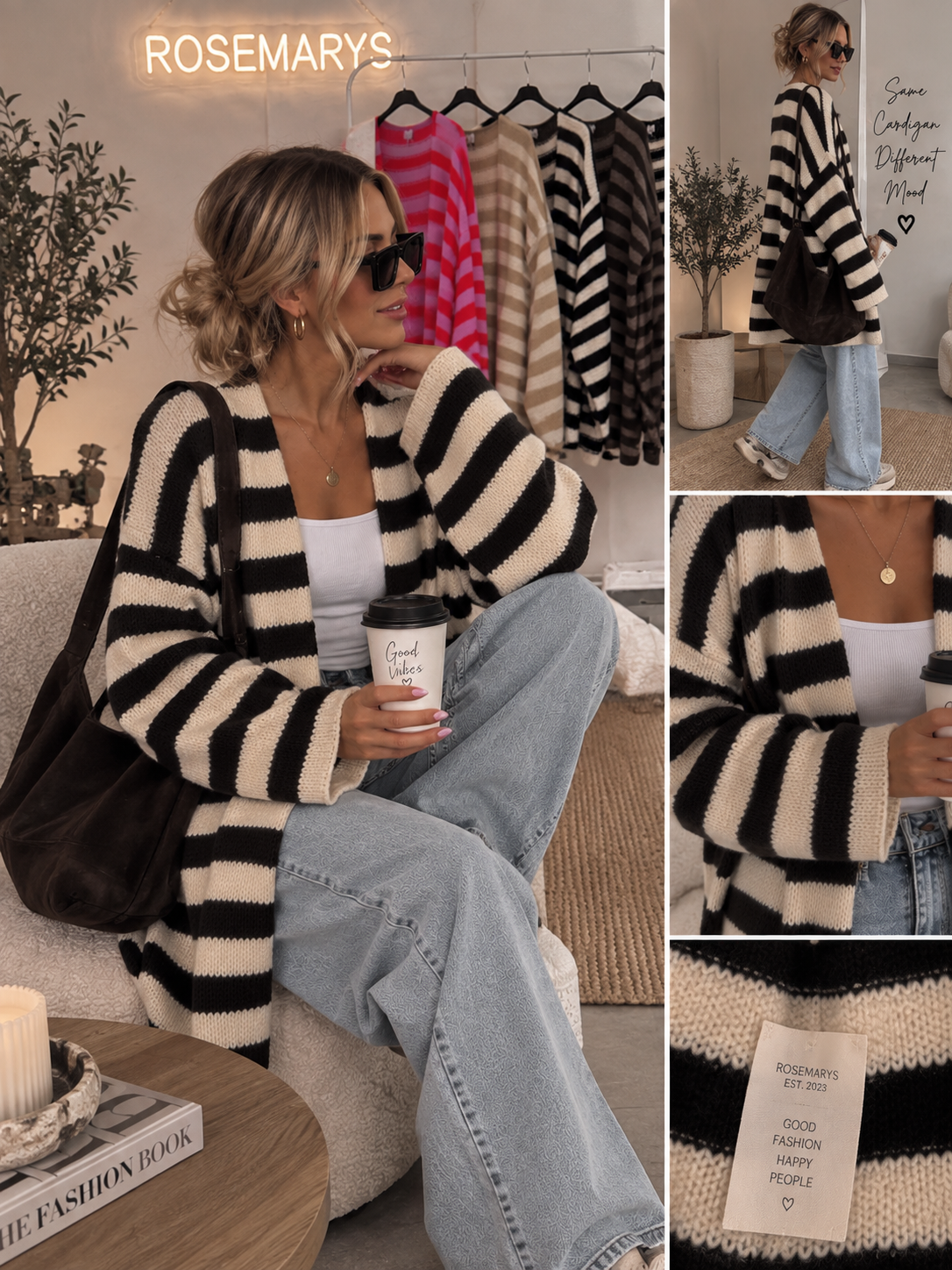 STRIPE LOVE - mittellanger Cardigan - passt von 36 bis 46