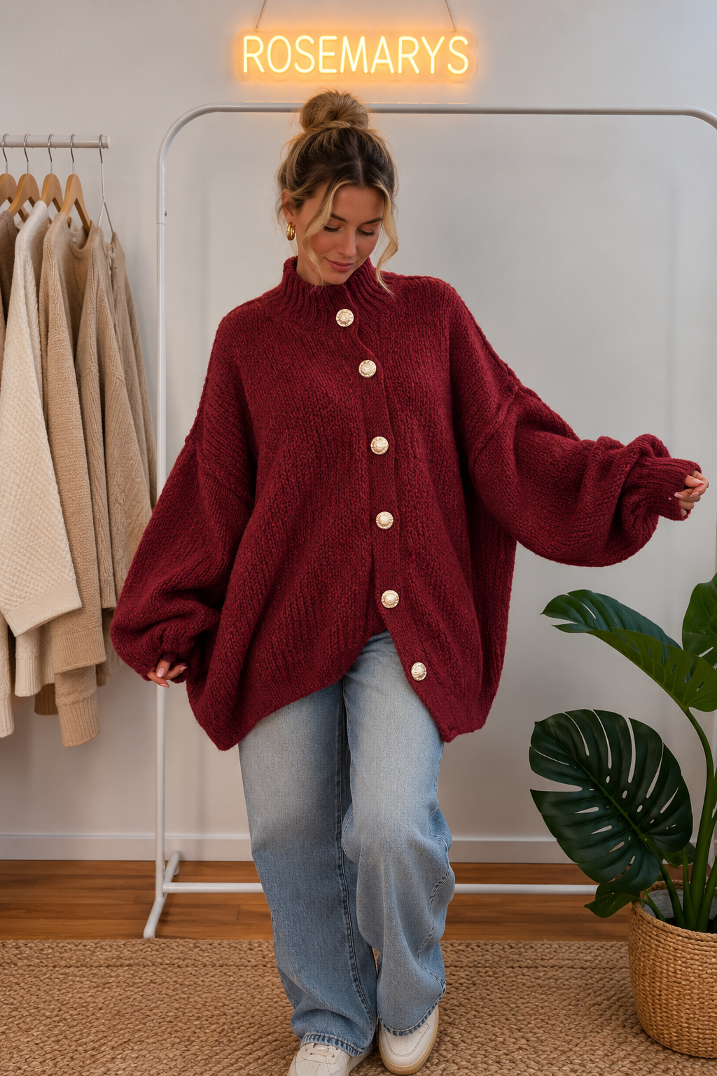 Ultra Oversize Strickcardigan mit Knopfleiste