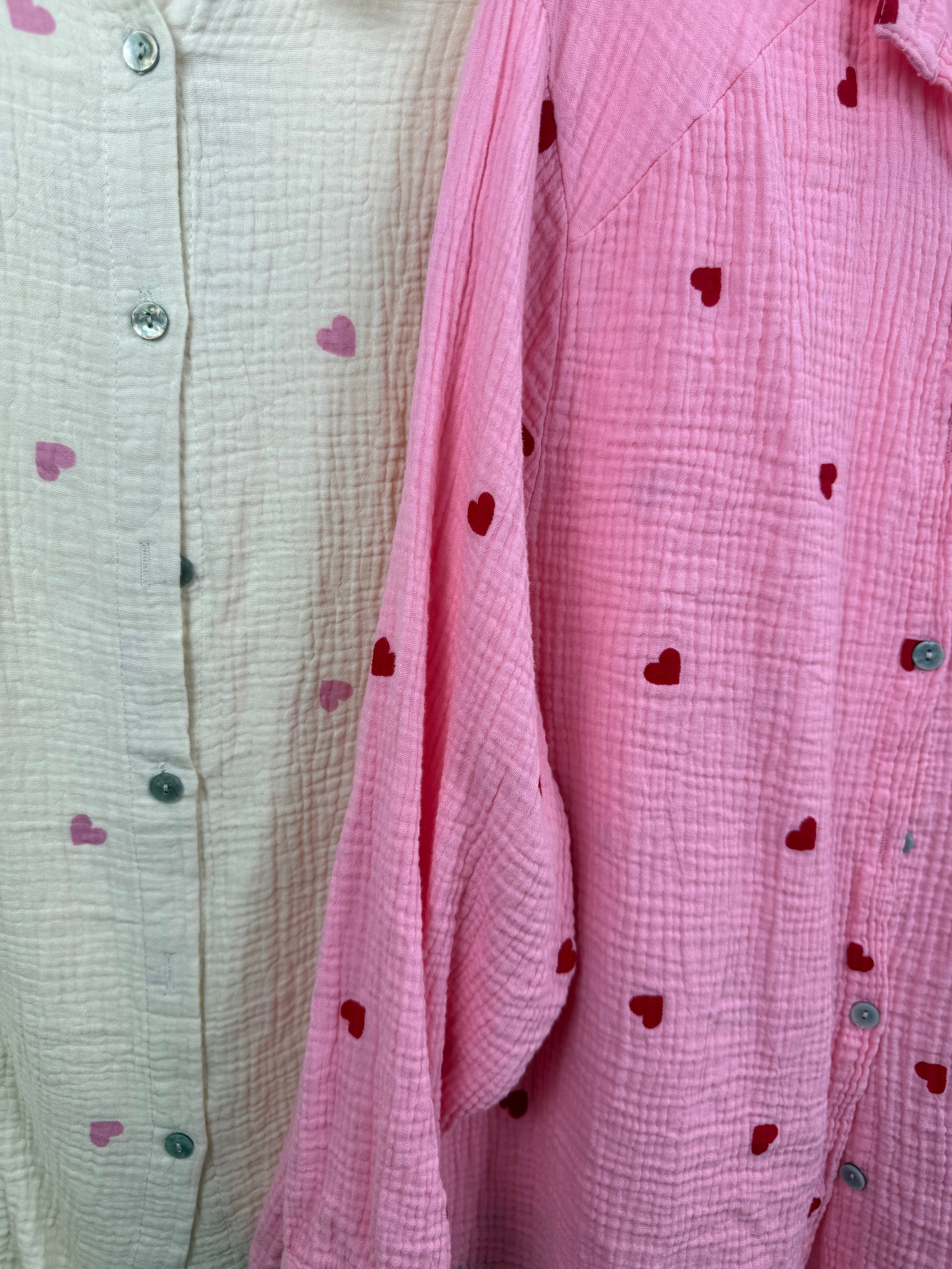 Musselinbluse LOVERS - verschiedene Farben - 100% Baumwolle