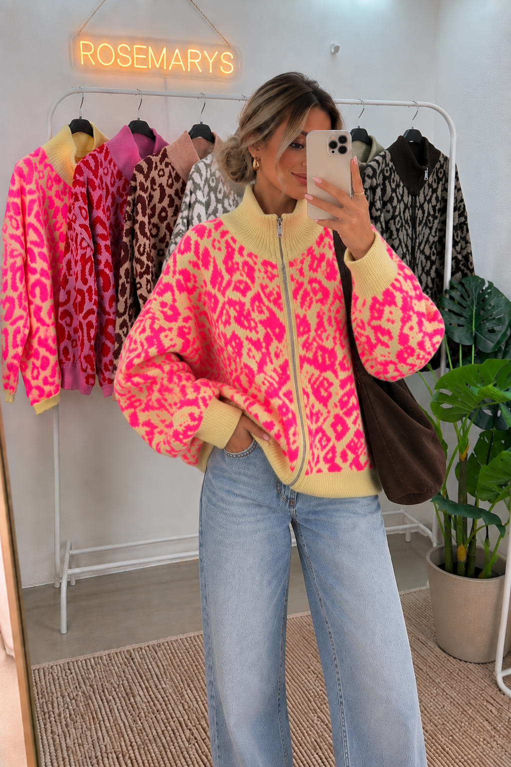 🐆 Oversize Leopard Knit Cardigan - mit Doppelzipper - bis 44/46 tragbar
