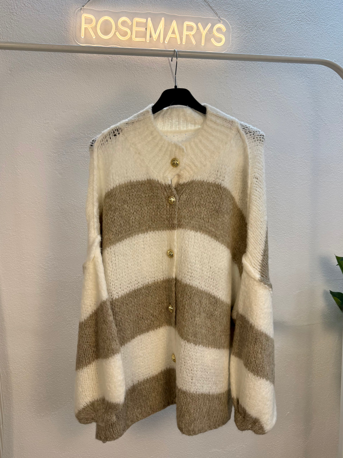 Ultra Oversize Cardigan gestreift mit Knopfleiste