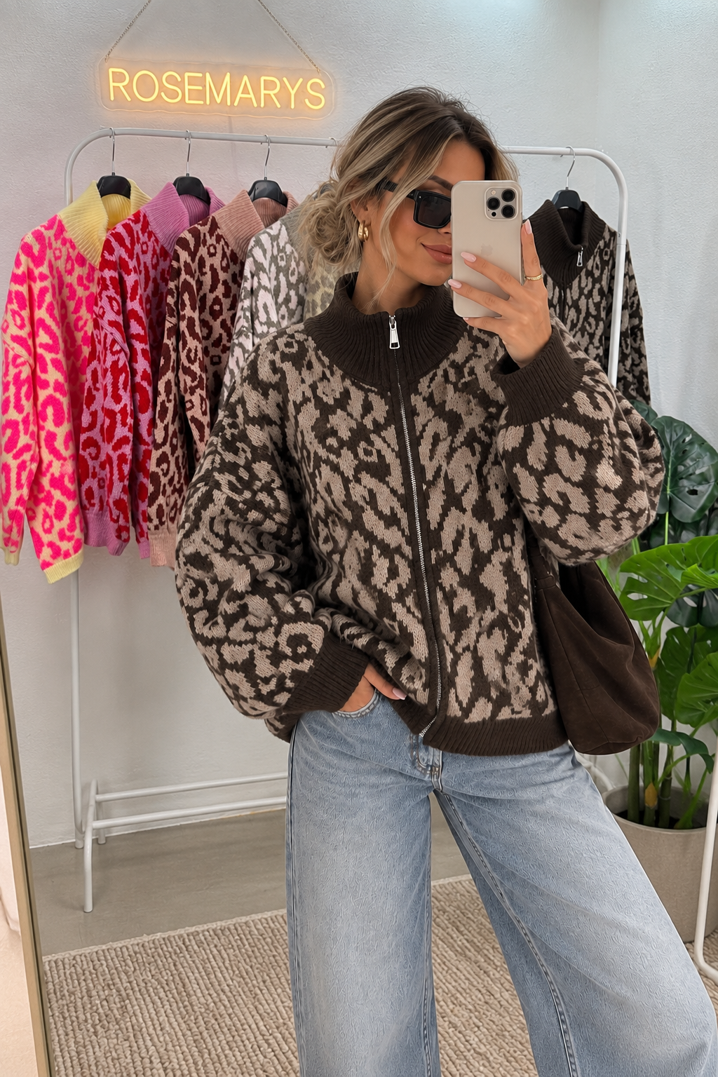 🐆 Oversize Leopard Knit Cardigan - mit Doppelzipper - bis 44/46 tragbar