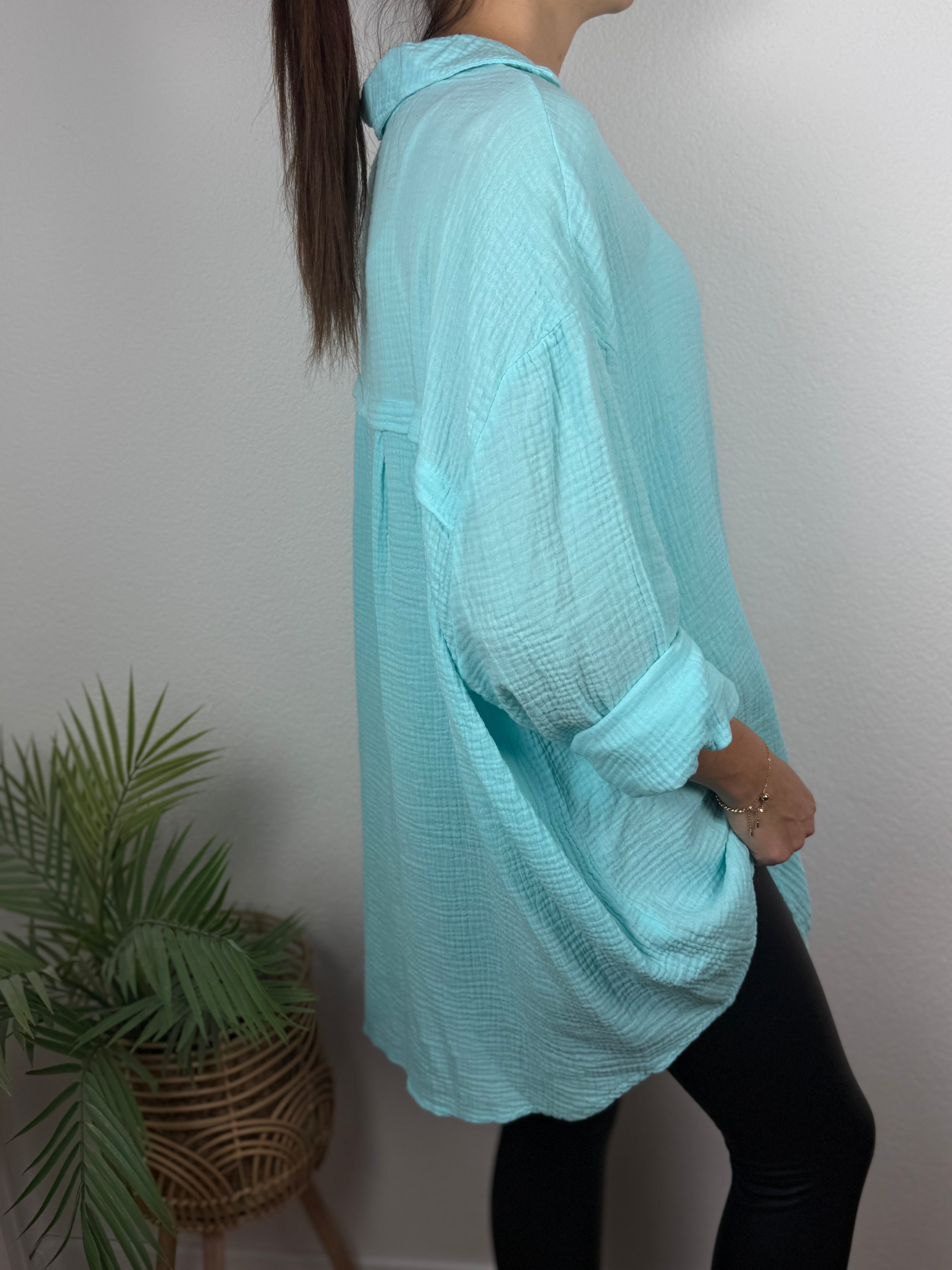 Musselin Oversize Bluse – Made in Italy
