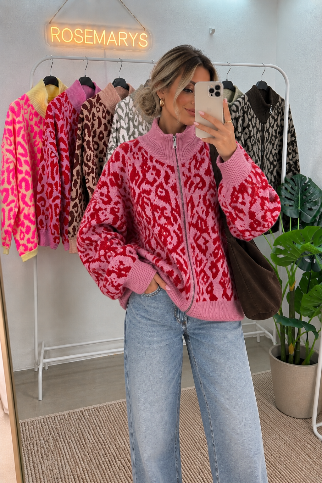 🐆 Oversize Leopard Knit Cardigan - mit Doppelzipper - bis 44/46 tragbar