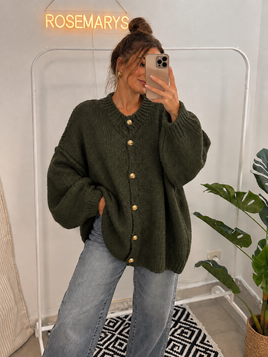 Ultra Oversize Strickcardigan mit Knopfleiste