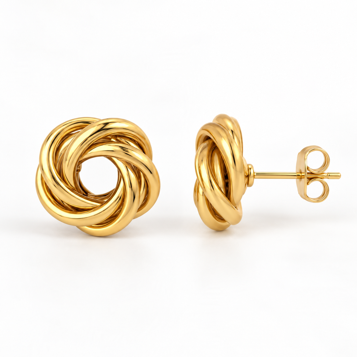 TWISTED KNOT Ohrstecker - Edelstahl und 18K vergoldet