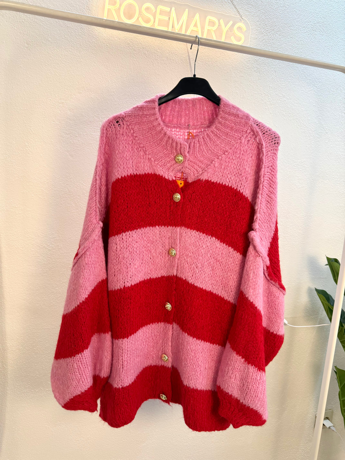 Ultra Oversize Cardigan gestreift mit Knopfleiste