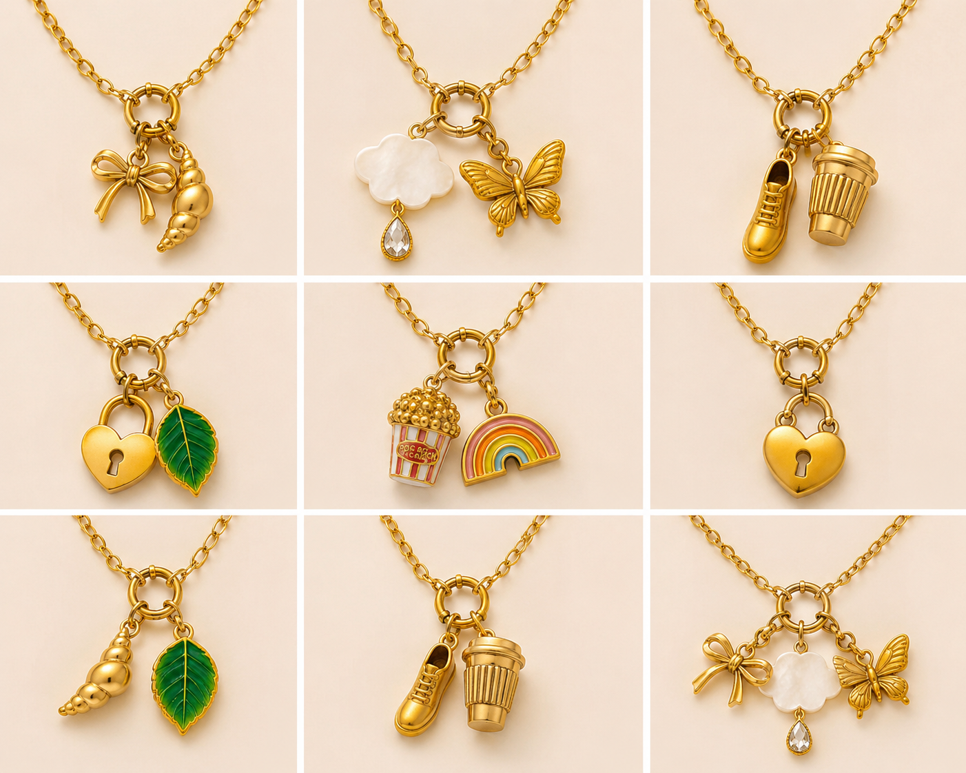 Charms Anhänger - DIY KETTE - wasserfest, Edelstahl, 18k vergoldet