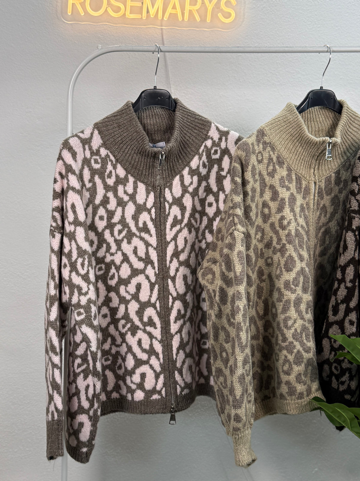 🐆 Oversize Leopard Knit Cardigan - mit Doppelzipper - bis 44/46 tragbar