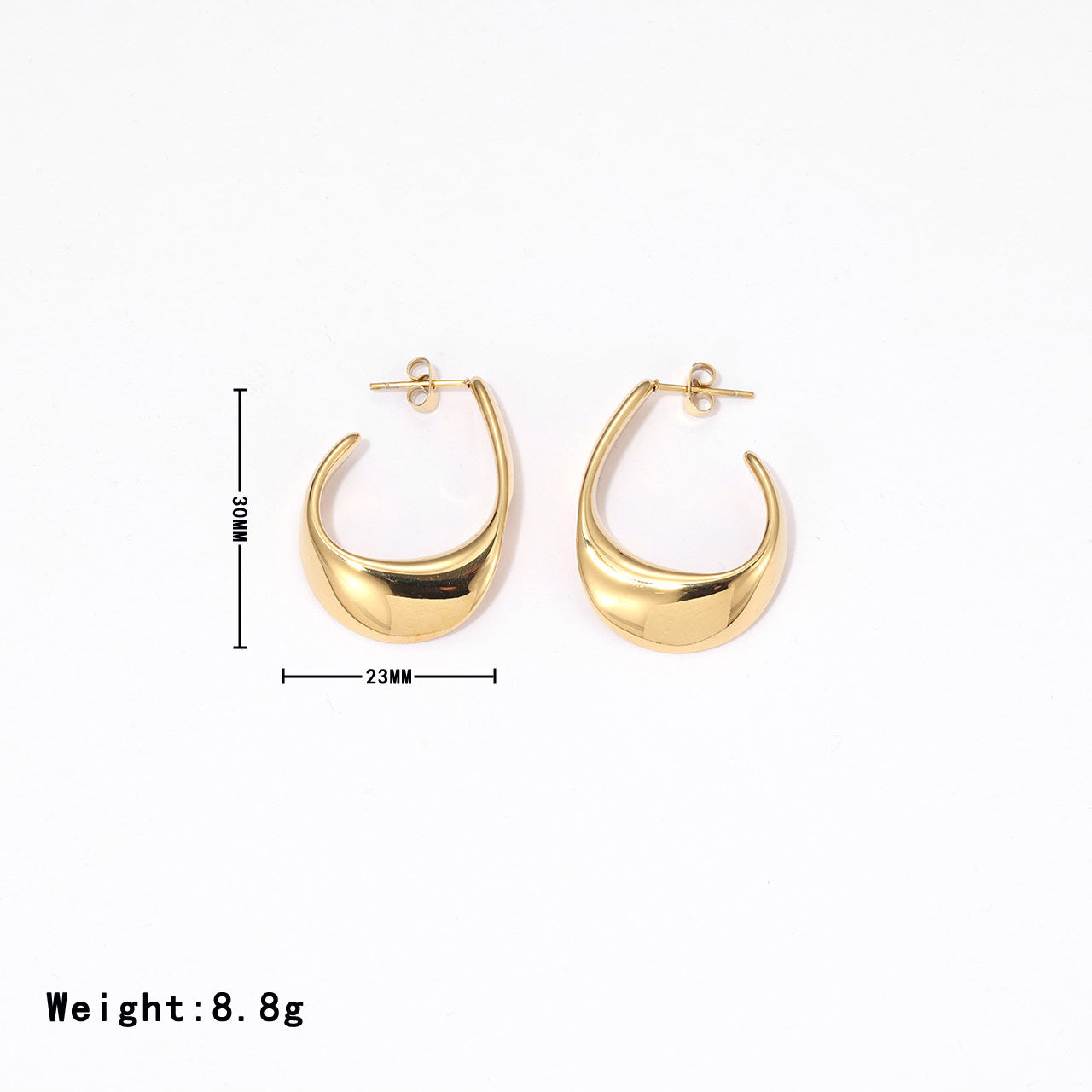 Ohrringe Creolen LUNA CURVED - Edelstahl + 18K Vergoldung