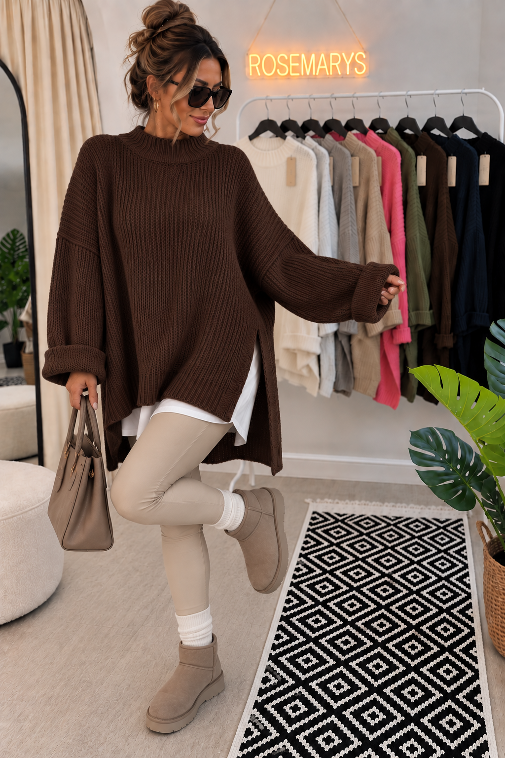 LUNA Oversize-Pullover mit Stehkragen - Einheitsgröße von 36-46