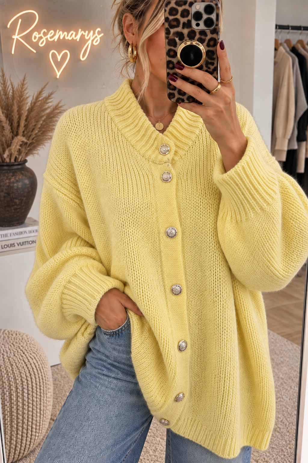 Ultra Oversize Strickcardigan mit Knopfleiste