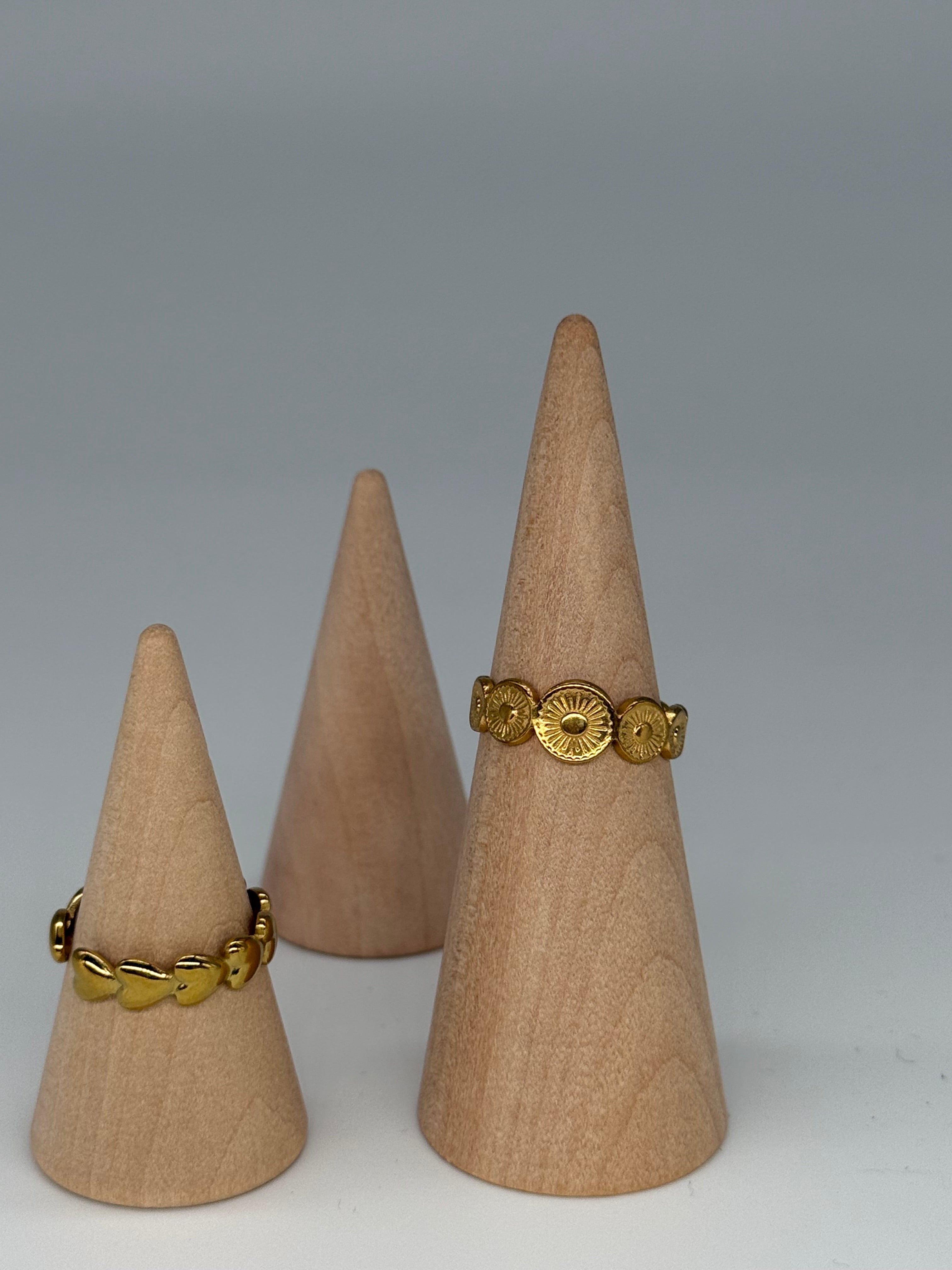 SOL Ring + LOVE Ring - Edelstahl + 18K vergoldet + größenverstellbar