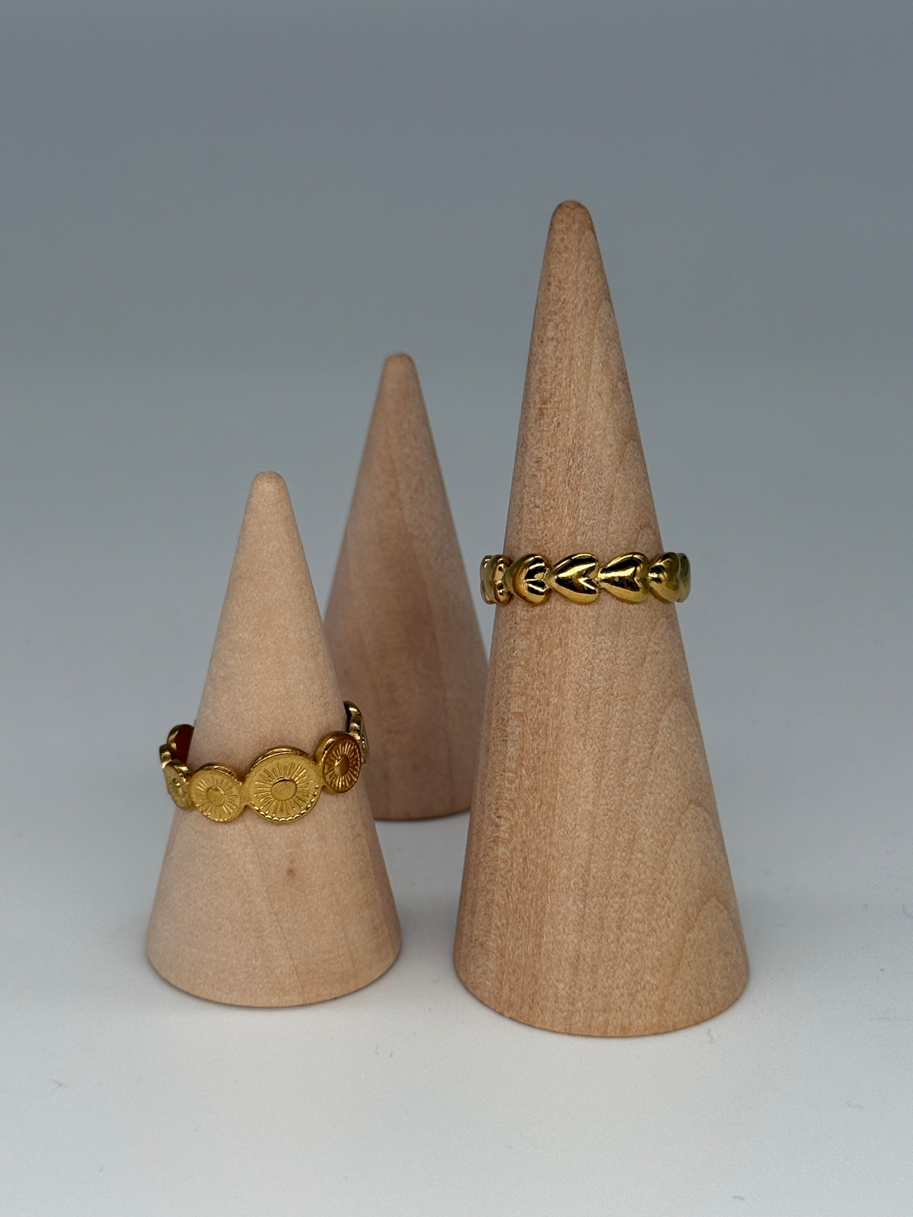 SOL Ring + LOVE Ring - Edelstahl + 18K vergoldet + größenverstellbar