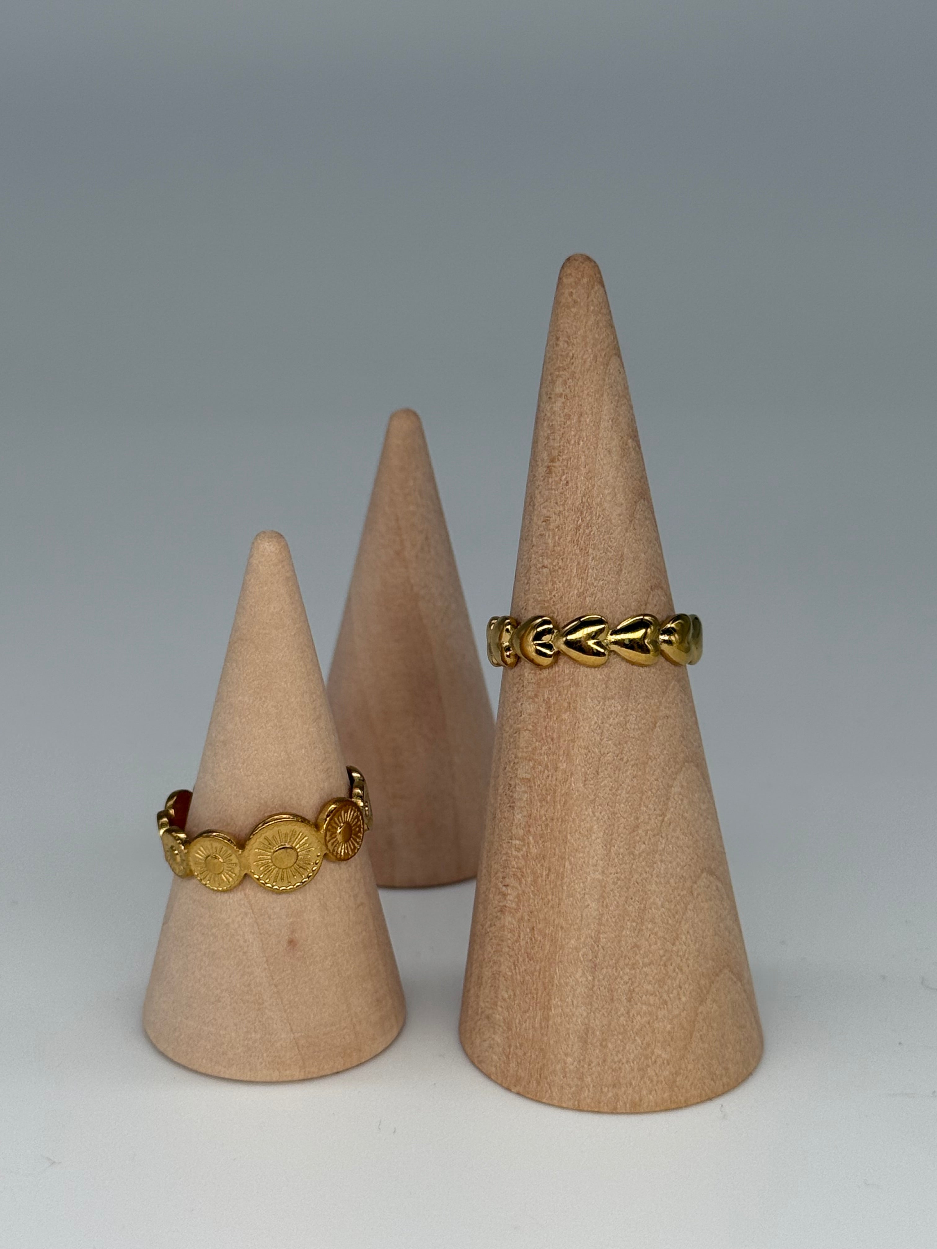SOL Ring + LOVE Ring - Edelstahl + 18K vergoldet + größenverstellbar
