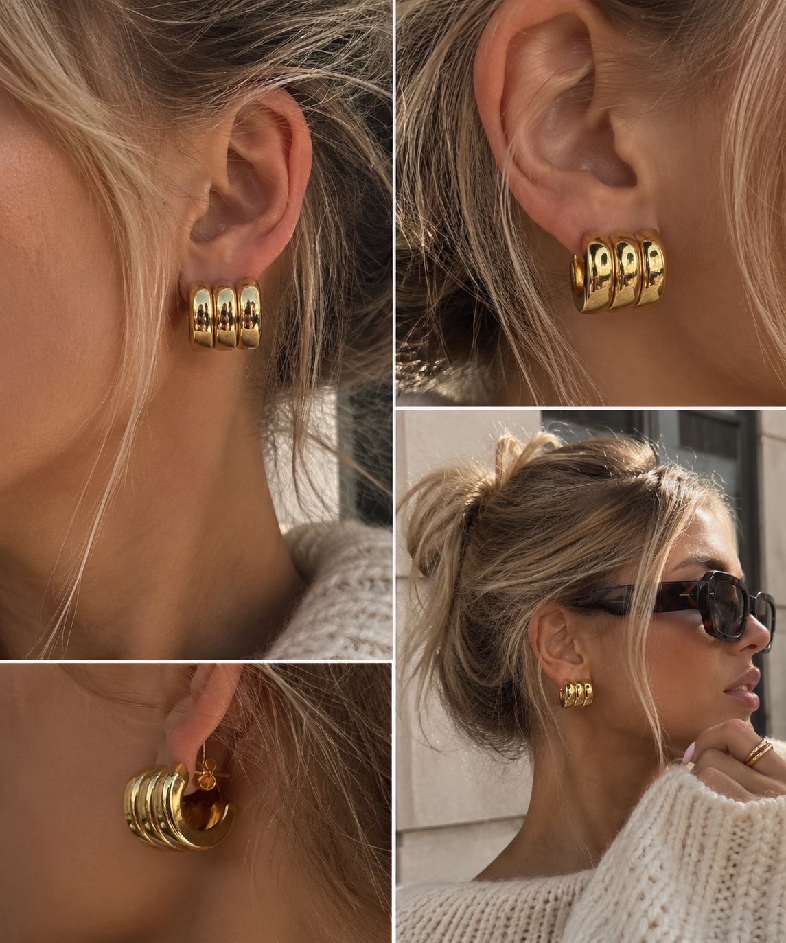 CHUNKY Statement Creolen - Edelstahl und 18K vergoldet - wasserfest