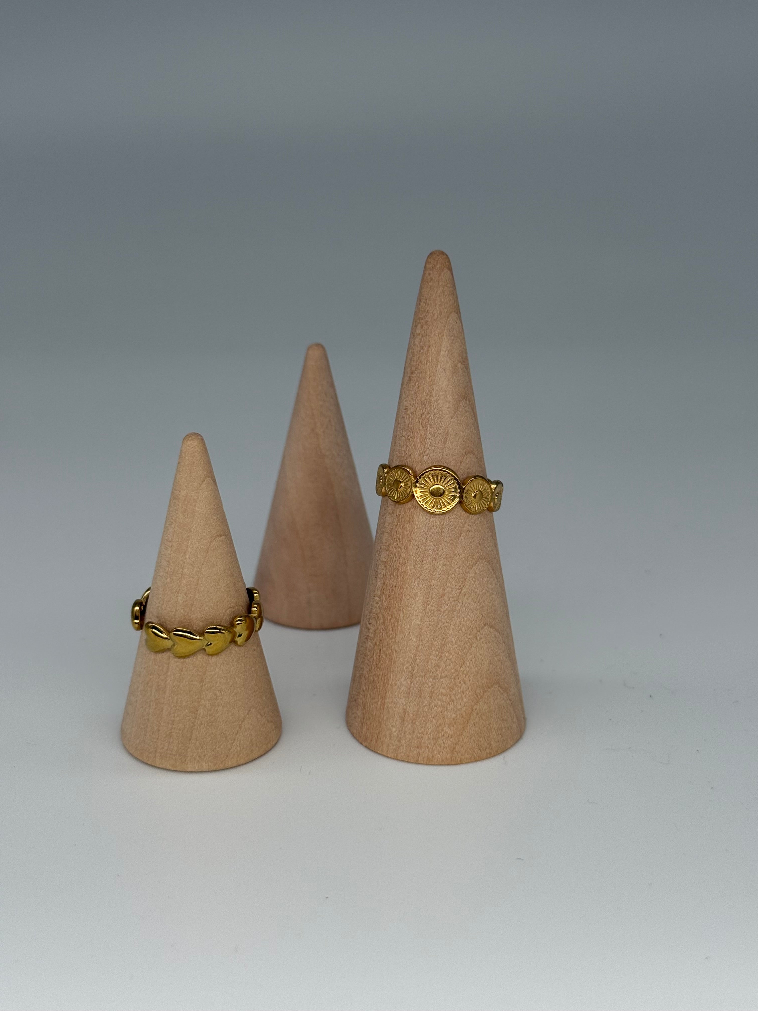 SOL Ring + LOVE Ring - Edelstahl + 18K vergoldet + größenverstellbar