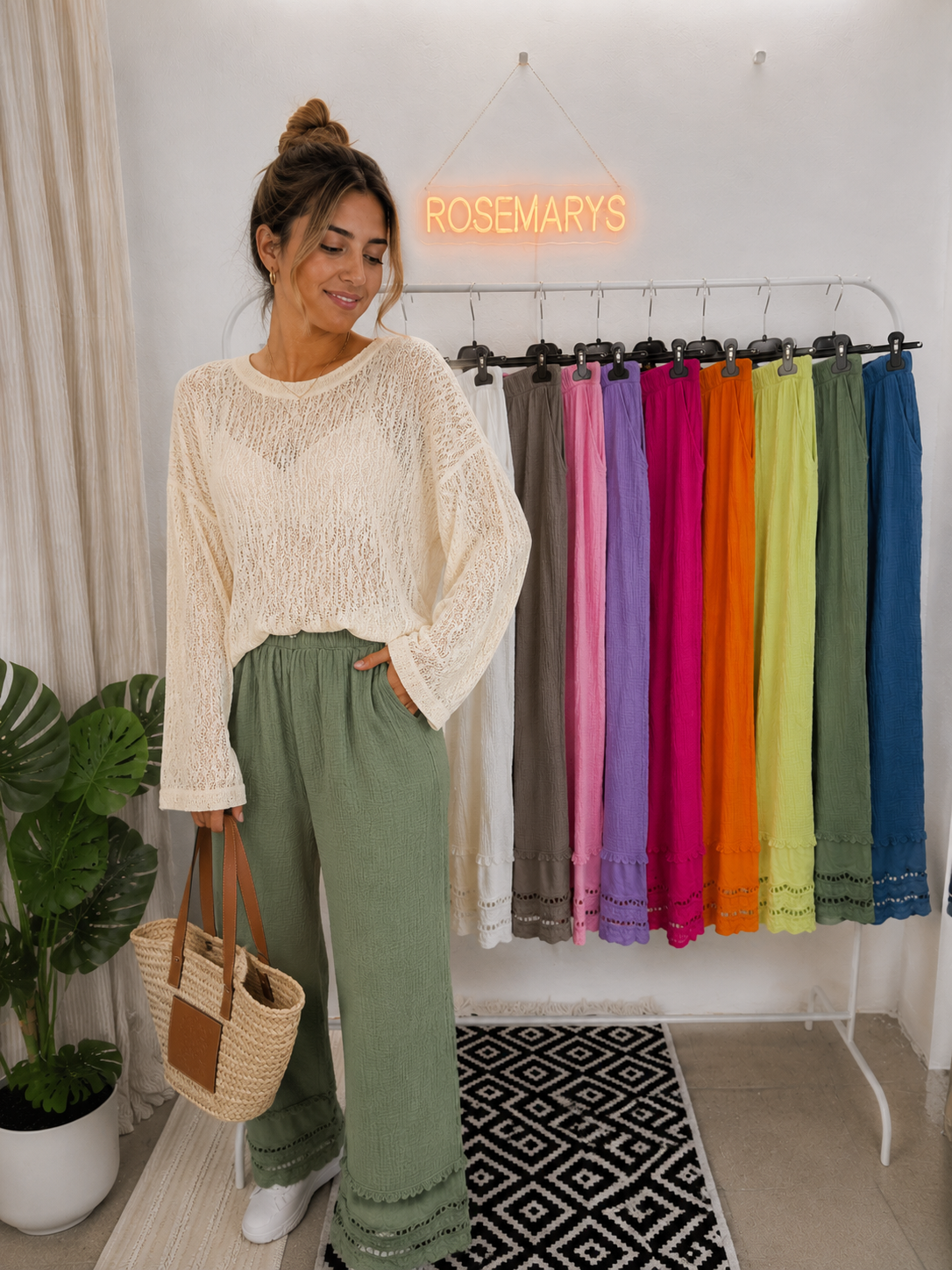 Musselinhose MARY - 100% Baumwolle mit Spitzendetail