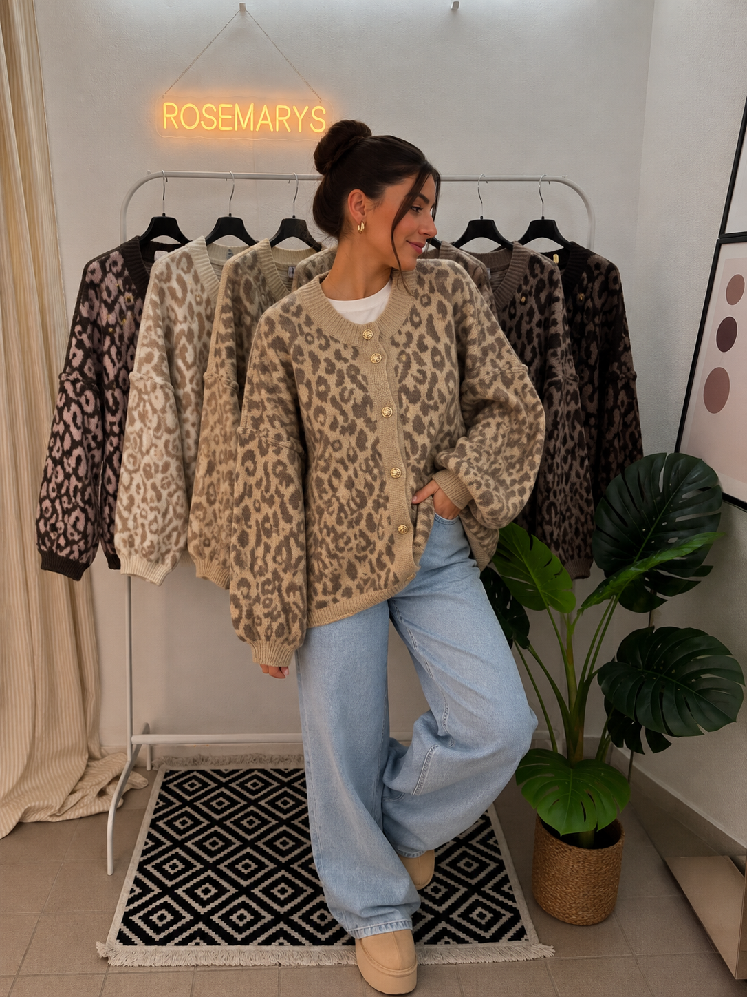 Oversize Cozy LEO Cardigan - mehrere Farben - bis 44/46 tragbar