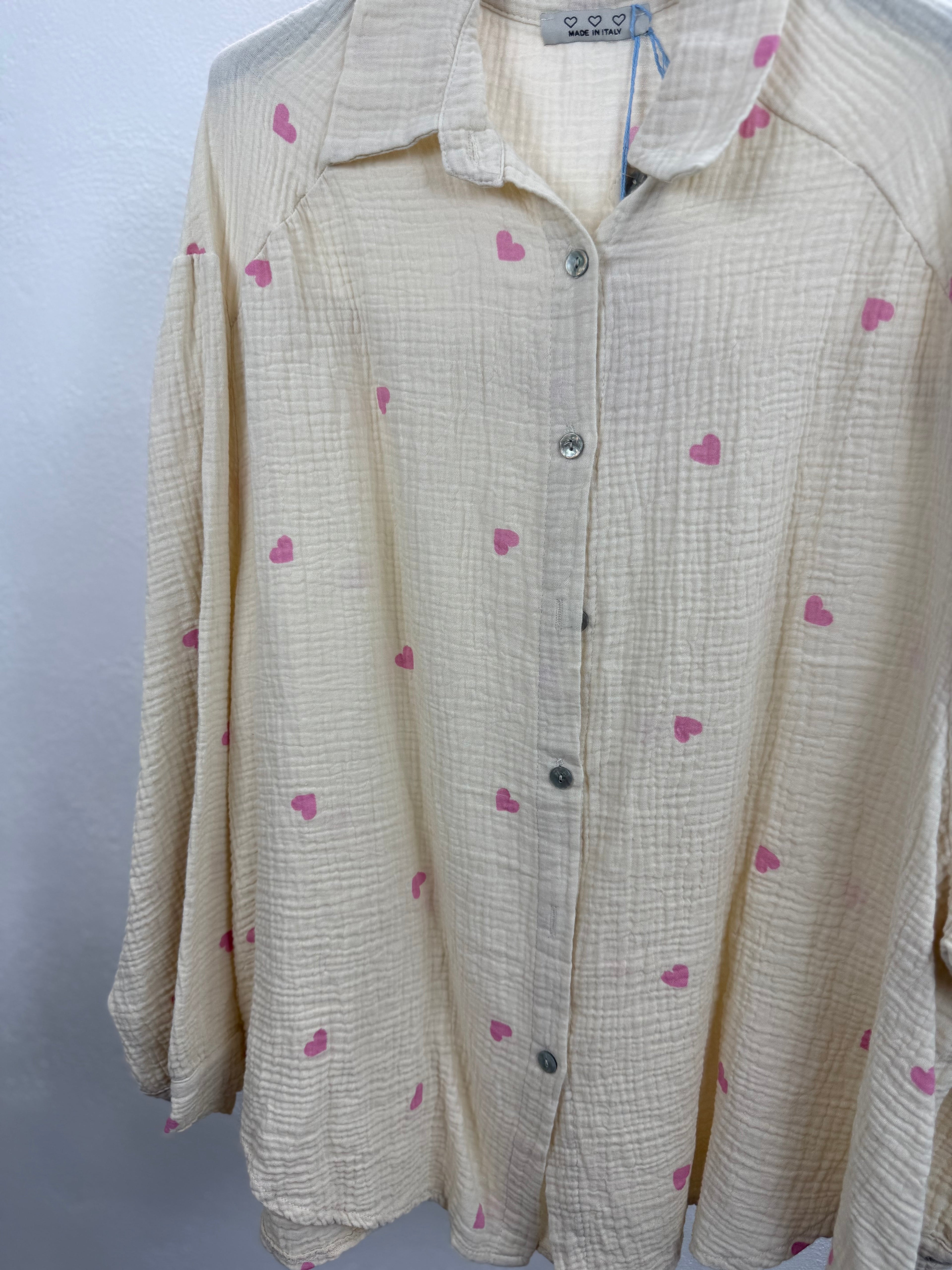 Musselinbluse LOVERS - verschiedene Farben - 100% Baumwolle