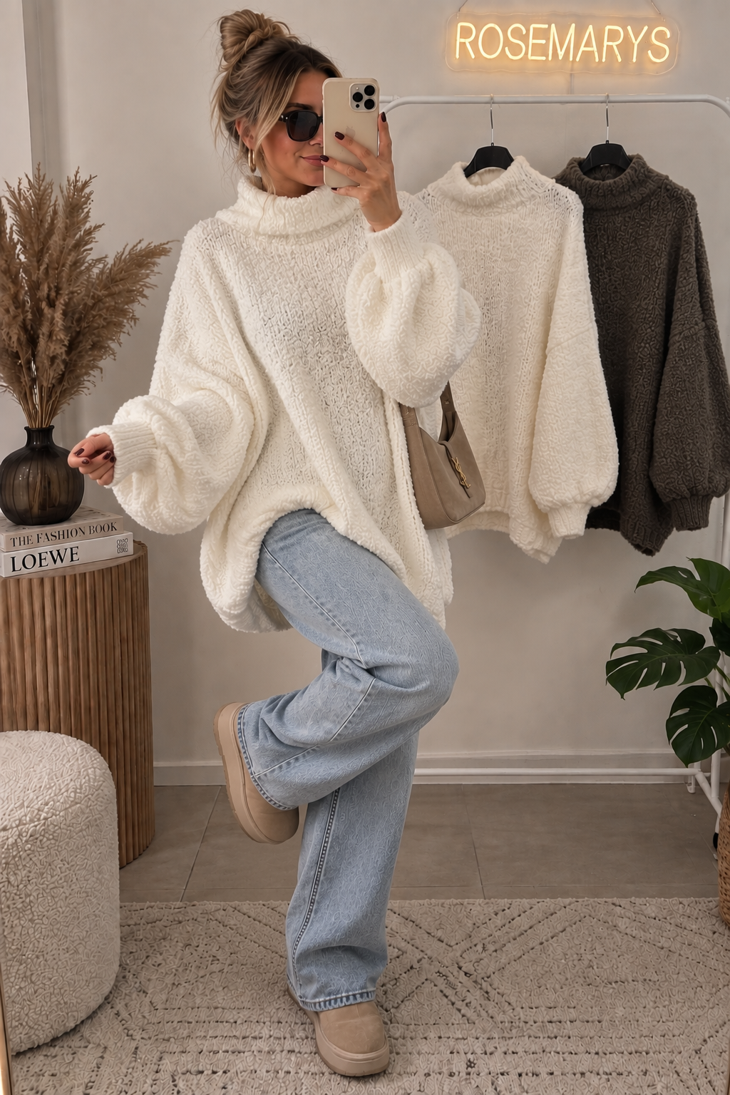 🤎 ULTRA OVERSIZE BOUCLÉ TEDDY PULLOVER - mit Alpakawolle - bis 48/50 tragbar
