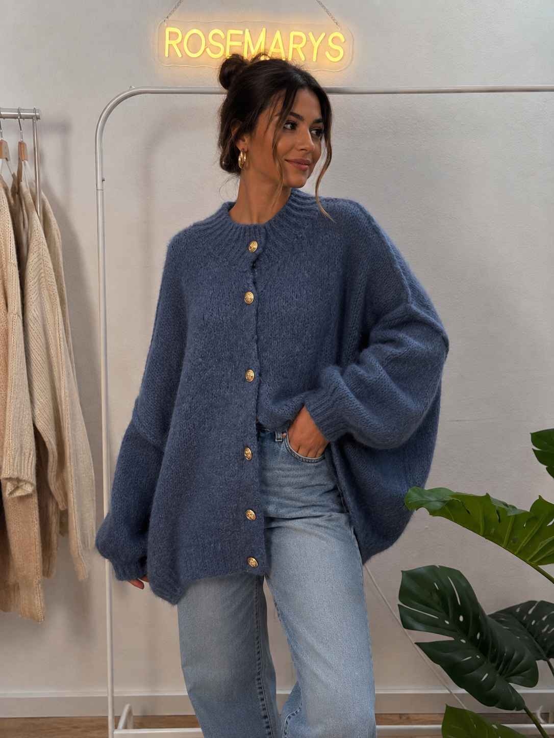 Ultra Oversize Strickcardigan mit Knopfleiste