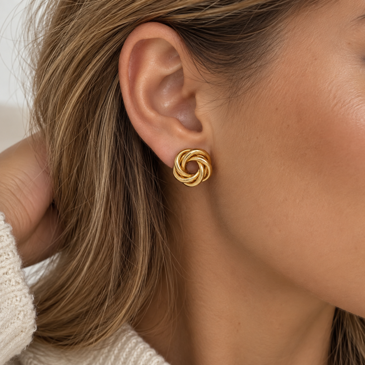 TWISTED KNOT Ohrstecker - Edelstahl und 18K vergoldet