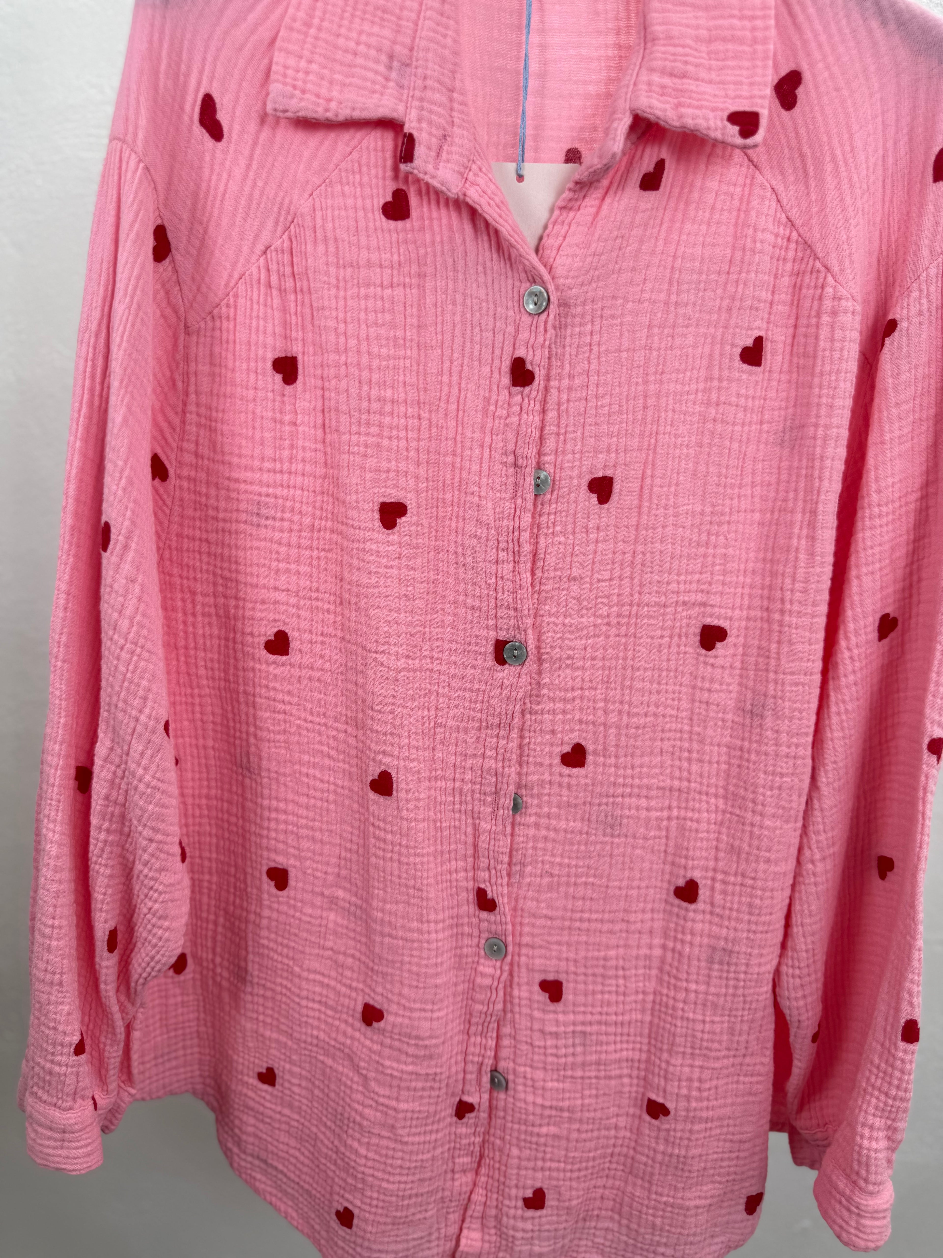 Musselinbluse LOVERS - verschiedene Farben - 100% Baumwolle