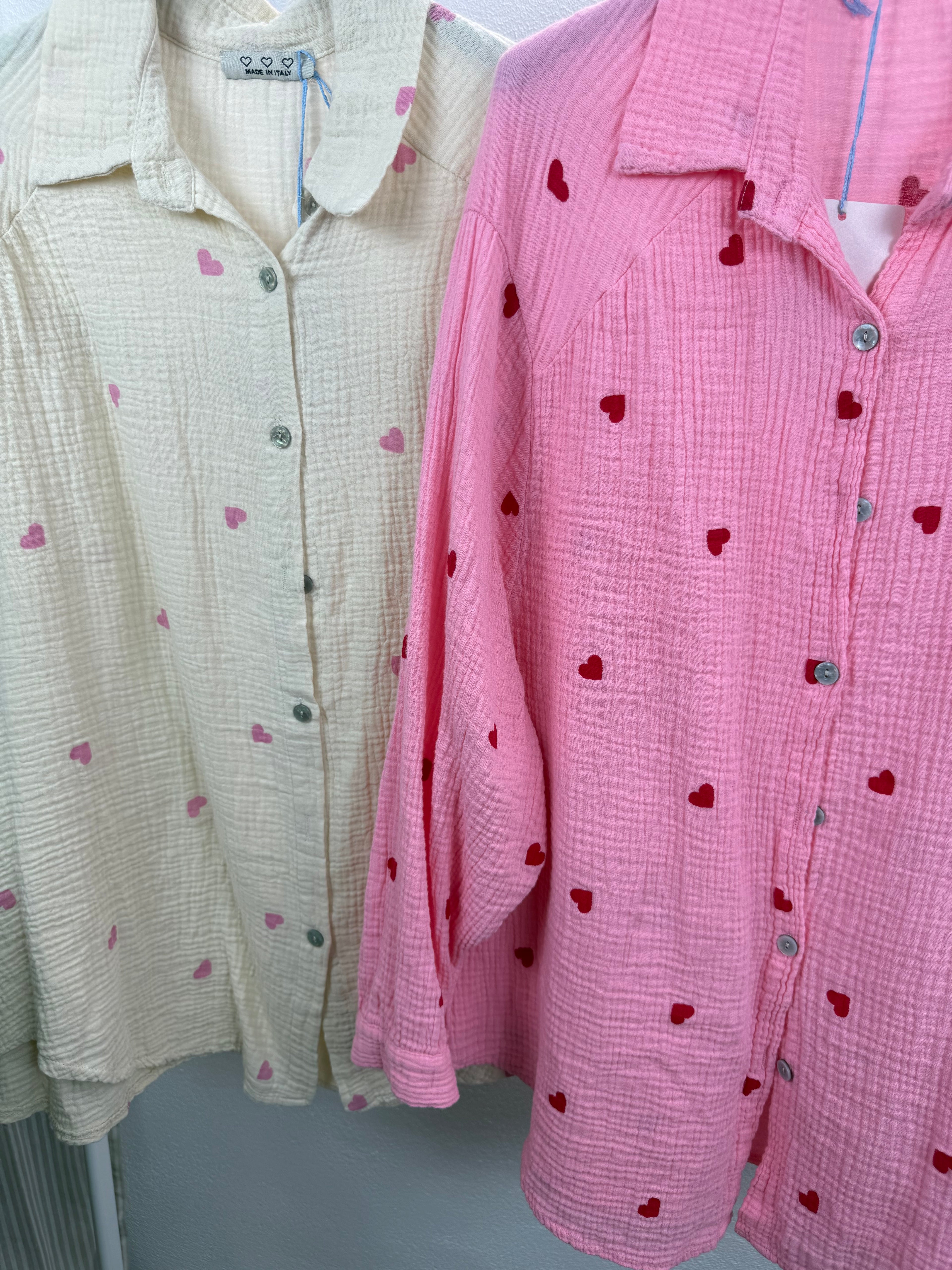 Musselinbluse LOVERS - verschiedene Farben - 100% Baumwolle