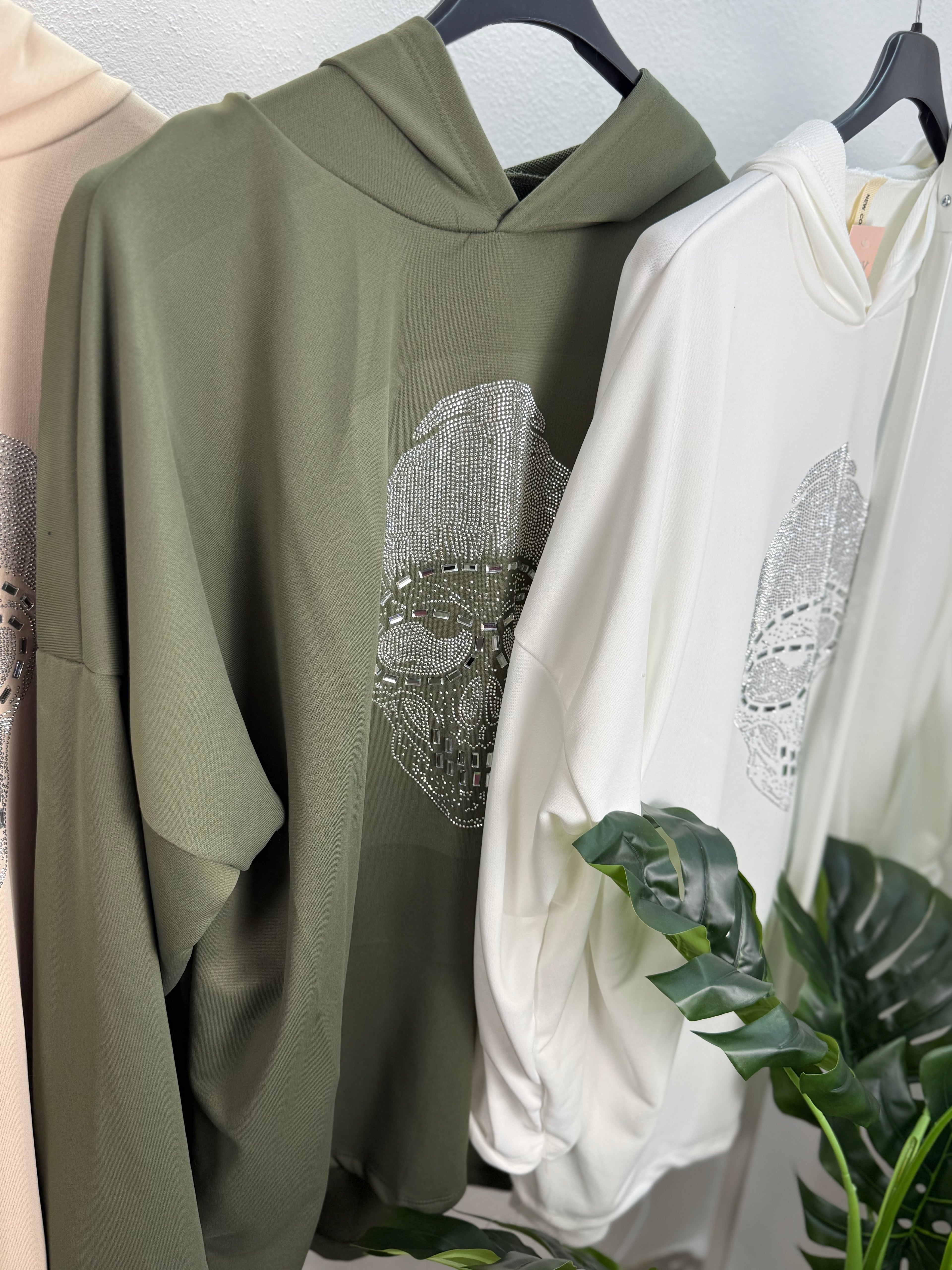Ultra Oversize Hoodie mit Strass SKULL (Totenkopf)