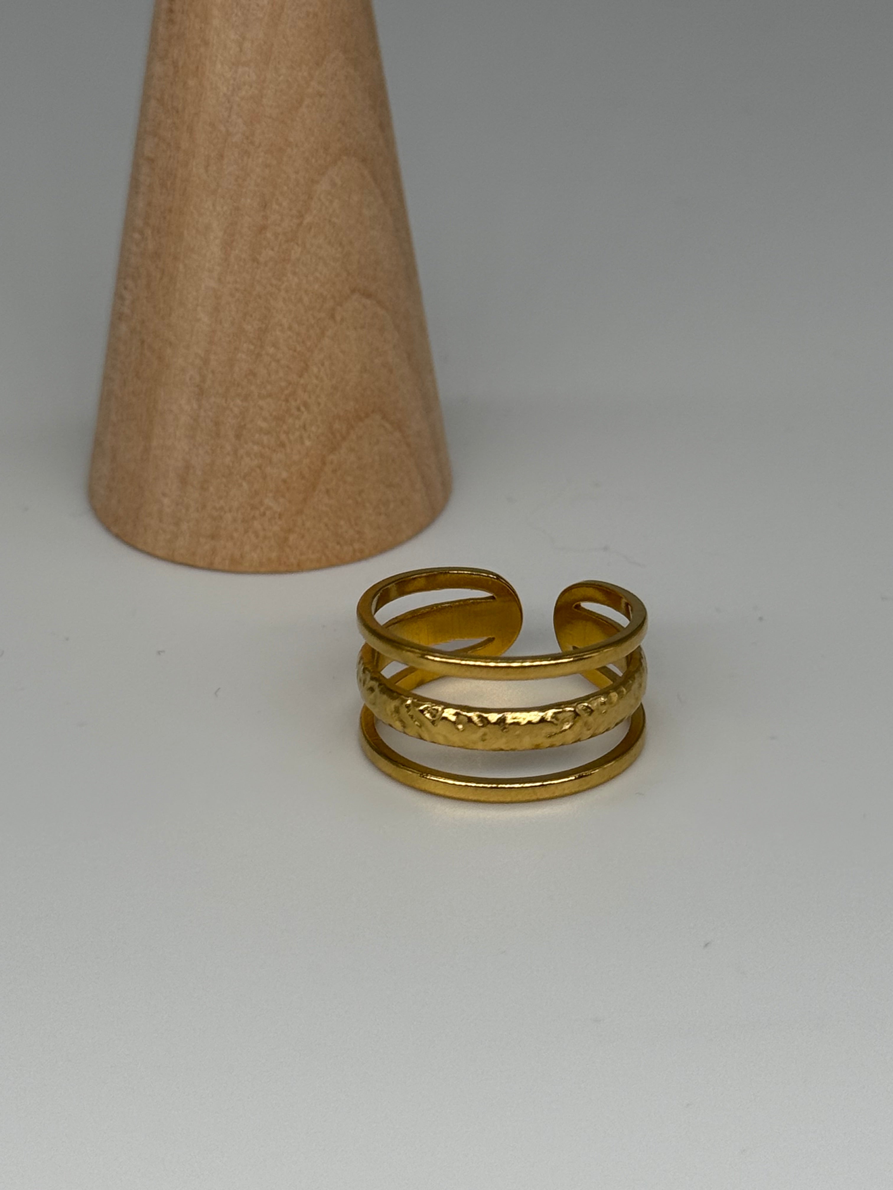 TRIPLE stacked Ring - Edelstahl, 18k vergoldet