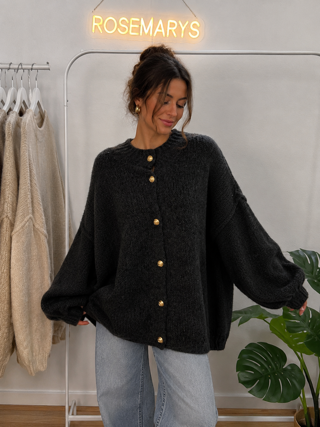 Ultra Oversize Strickcardigan mit Knopfleiste