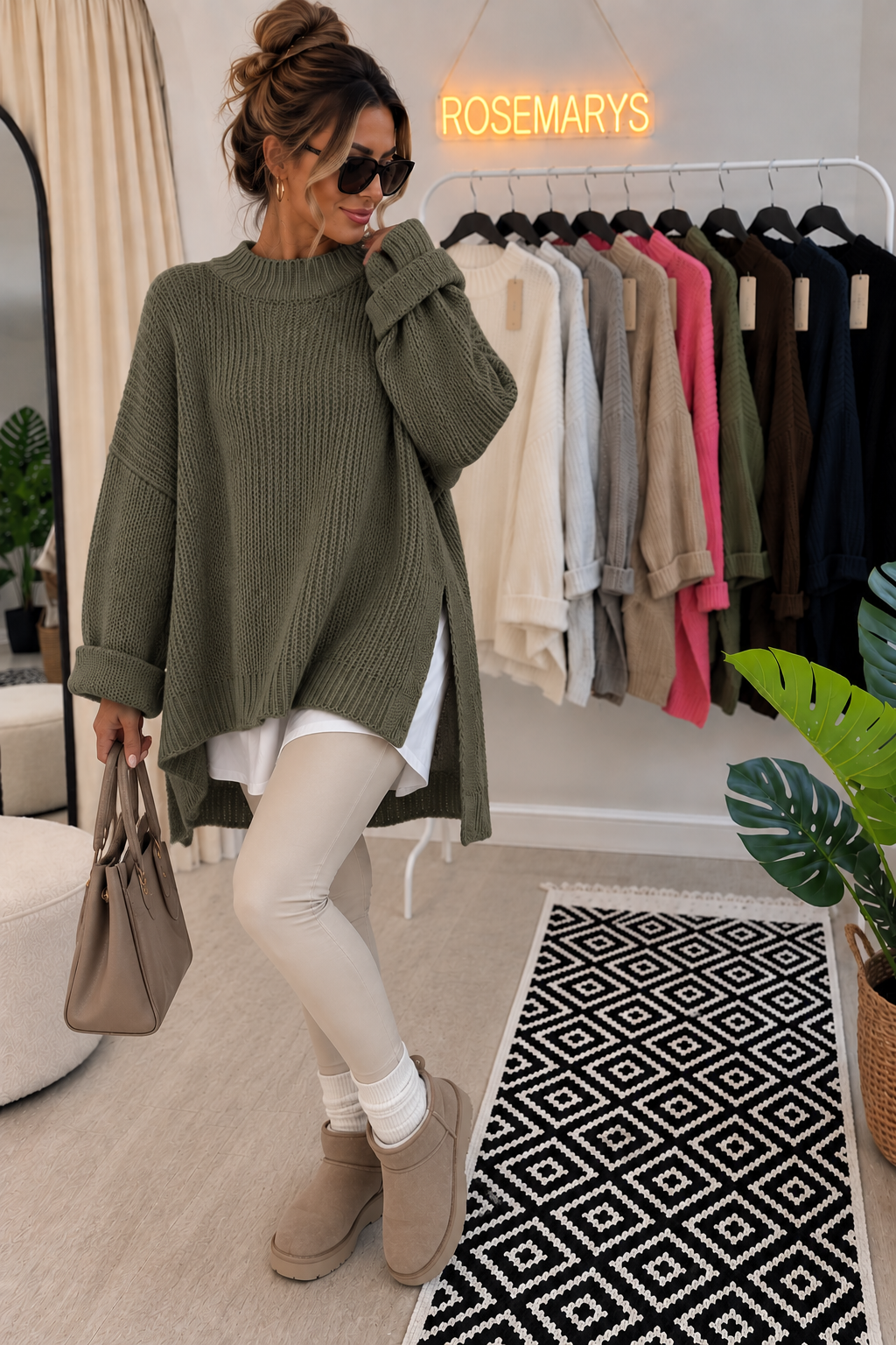 LUNA Oversize-Pullover mit Stehkragen - Einheitsgröße von 36-46