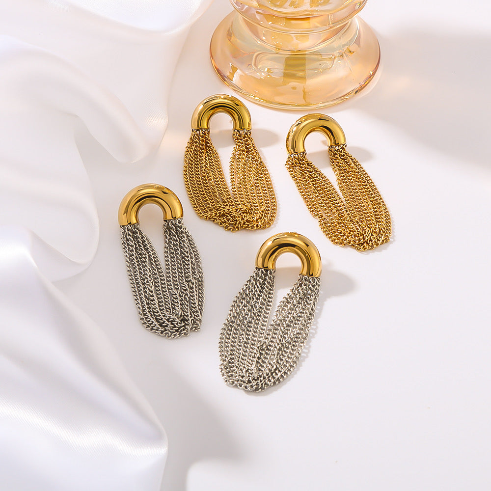 Statement Chain Ohrringe – Gold & Silber-Gold
