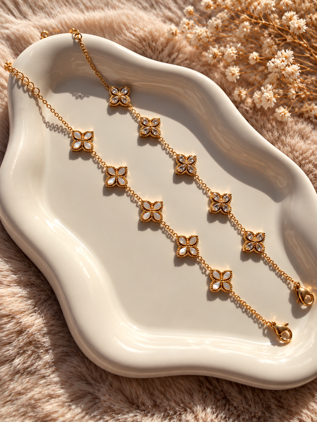 ✨ LUMI CLOVER Armband - Edelstahl + 18K Vergoldung - zwei Ausführungen