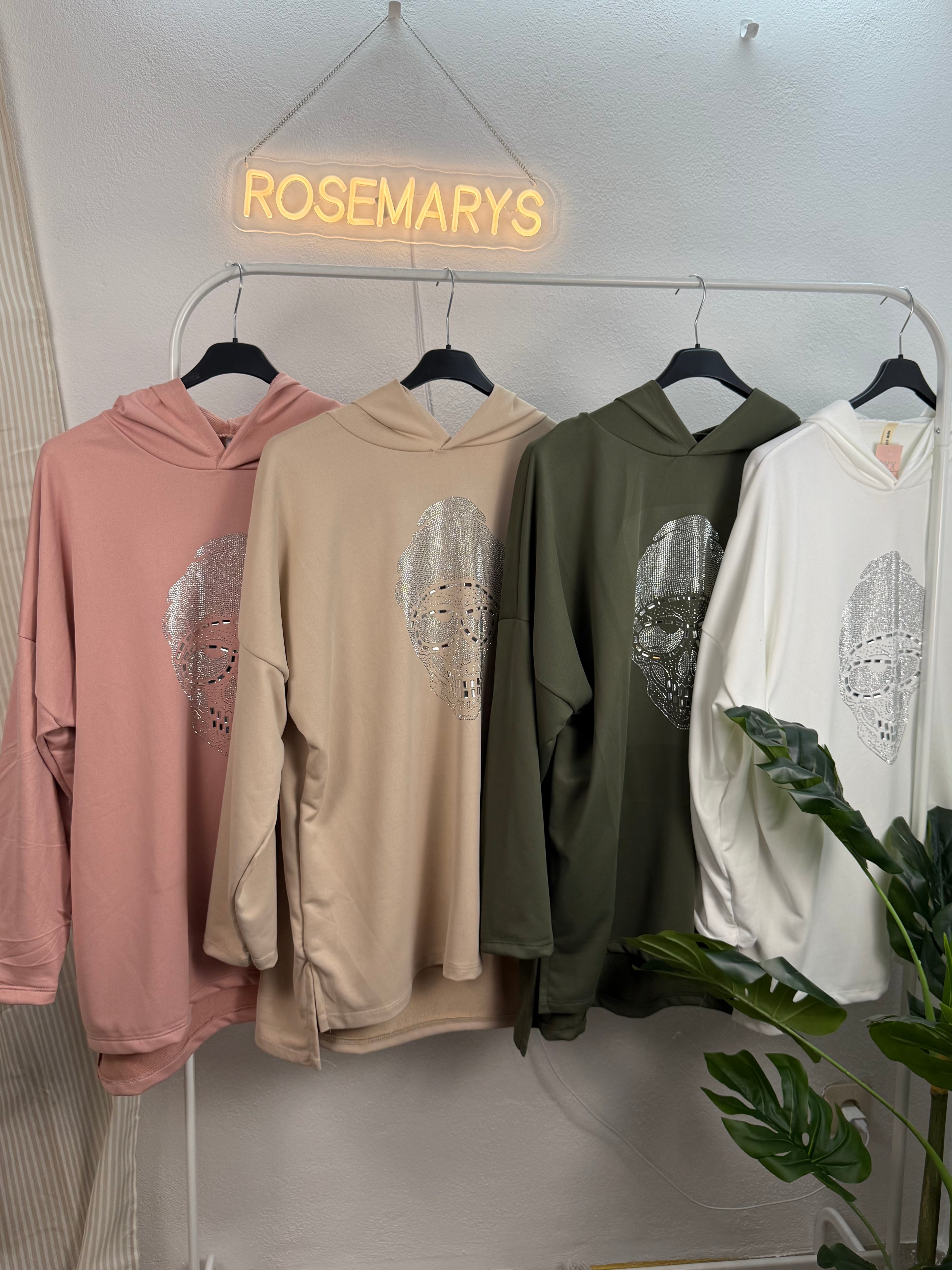 Ultra Oversize Hoodie mit Strass SKULL (Totenkopf)