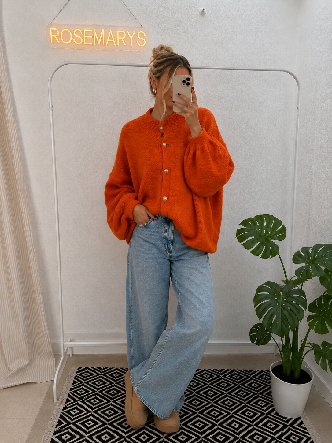 Ultra Oversize Strickcardigan mit Knopfleiste