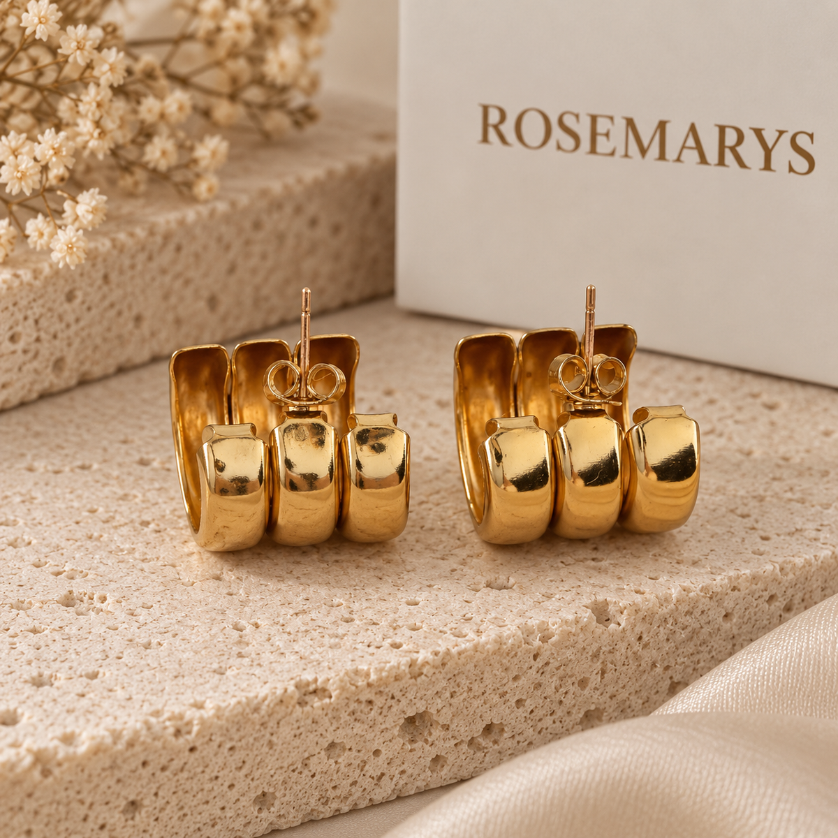 CHUNKY Statement Creolen - Edelstahl und 18K vergoldet - wasserfest