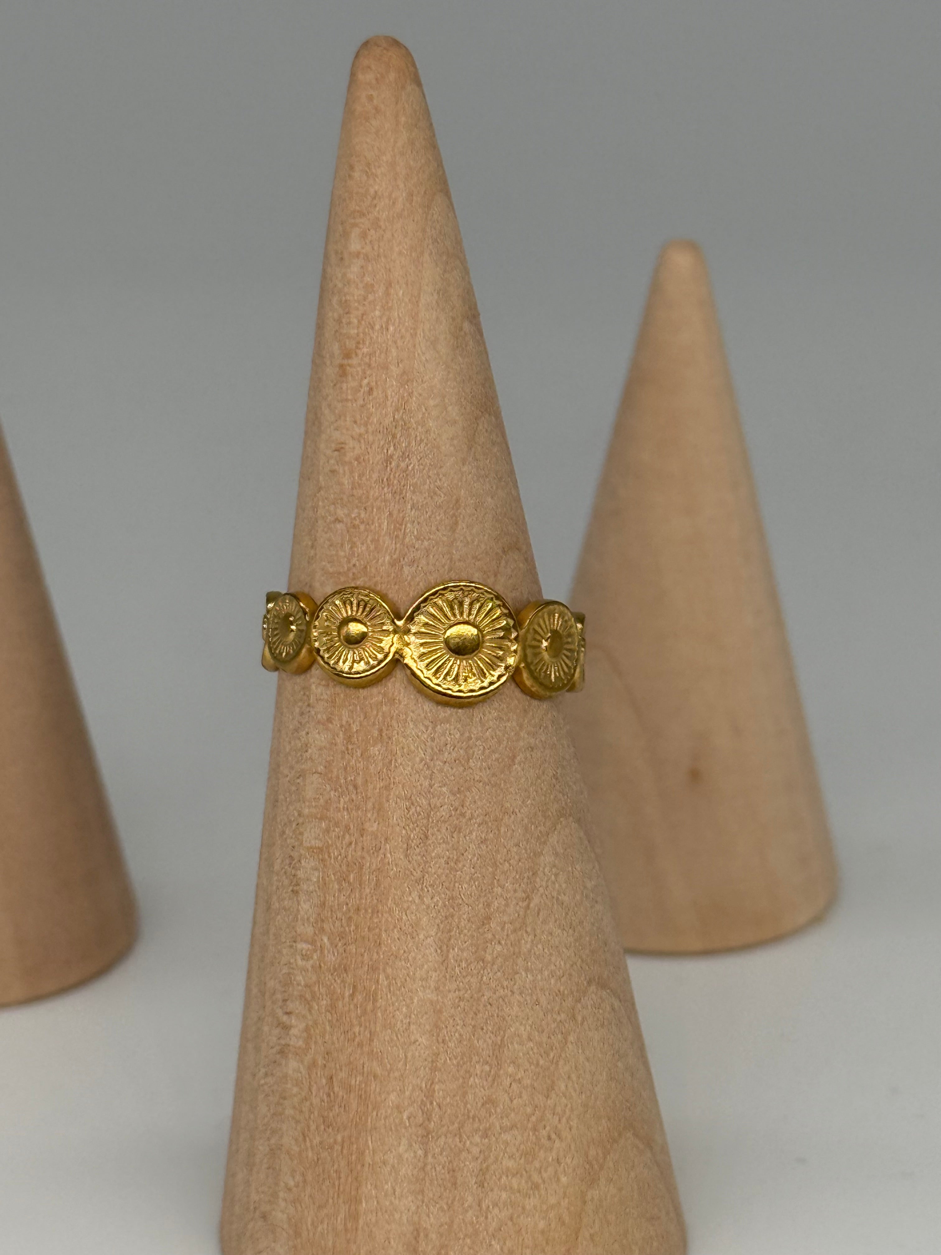 SOL Ring + LOVE Ring - Edelstahl + 18K vergoldet + größenverstellbar