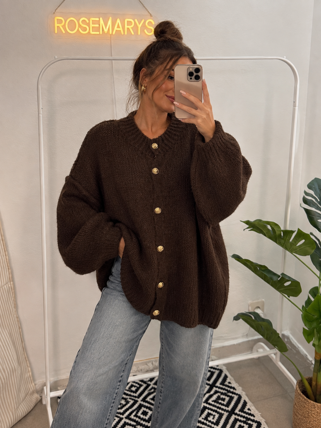 Ultra Oversize Strickcardigan mit Knopfleiste