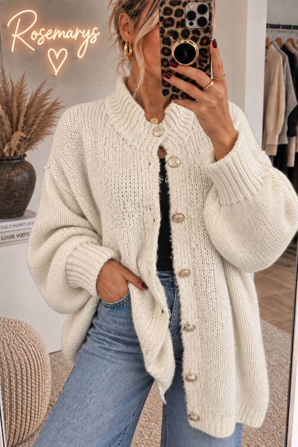 Ultra Oversize Strickcardigan mit Knopfleiste